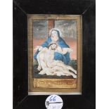 Südeuropäischer Maler des 18. Jhs. Pietà. Mischtechnik, hi./Gl./gerahmt, 12 x 8 cm.