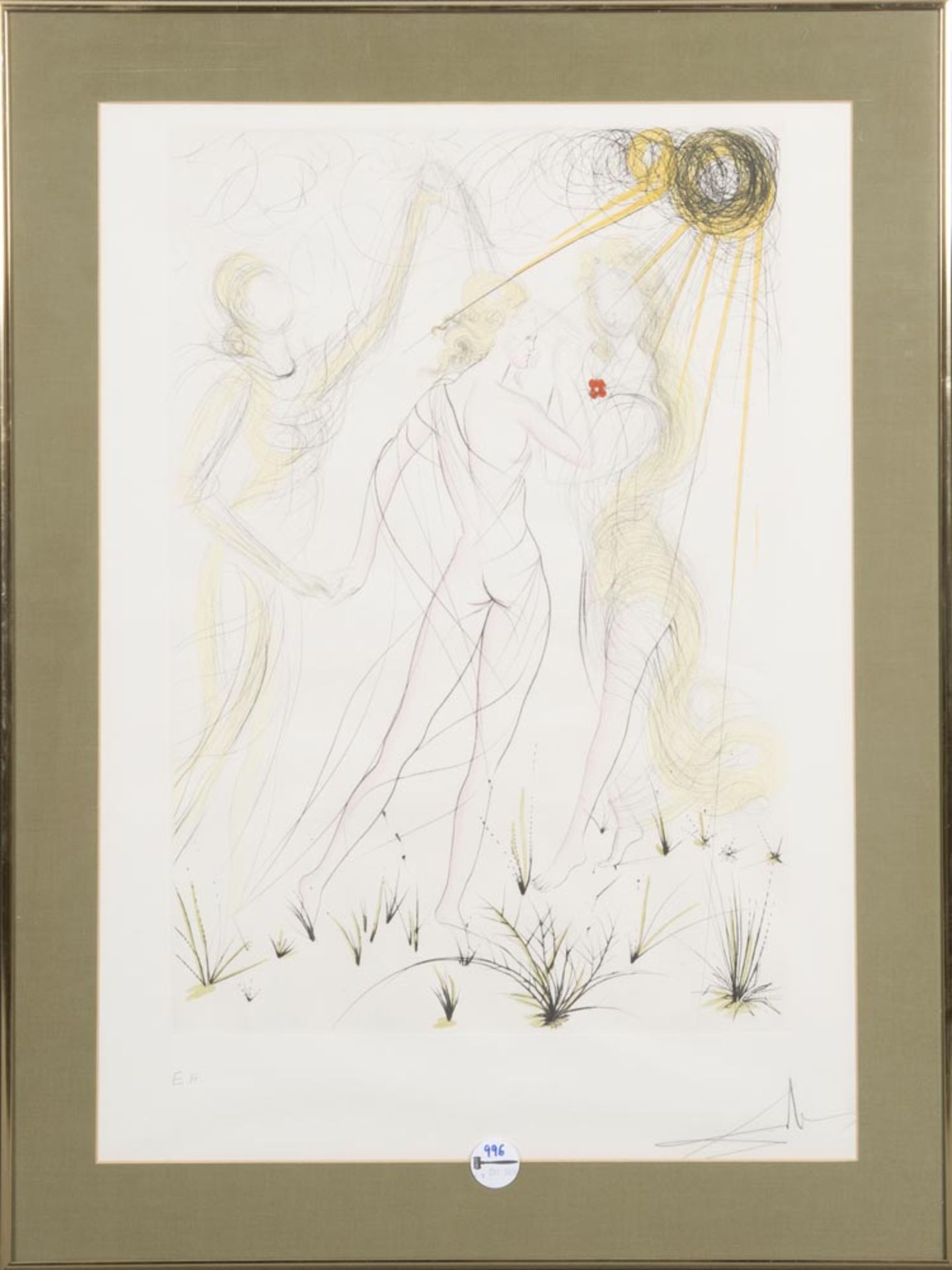 Salvador Dali (1904-1989). Komposition mit Figuren. Farbradierung EA, re./u./sign., hi./Gl./gerahmt,