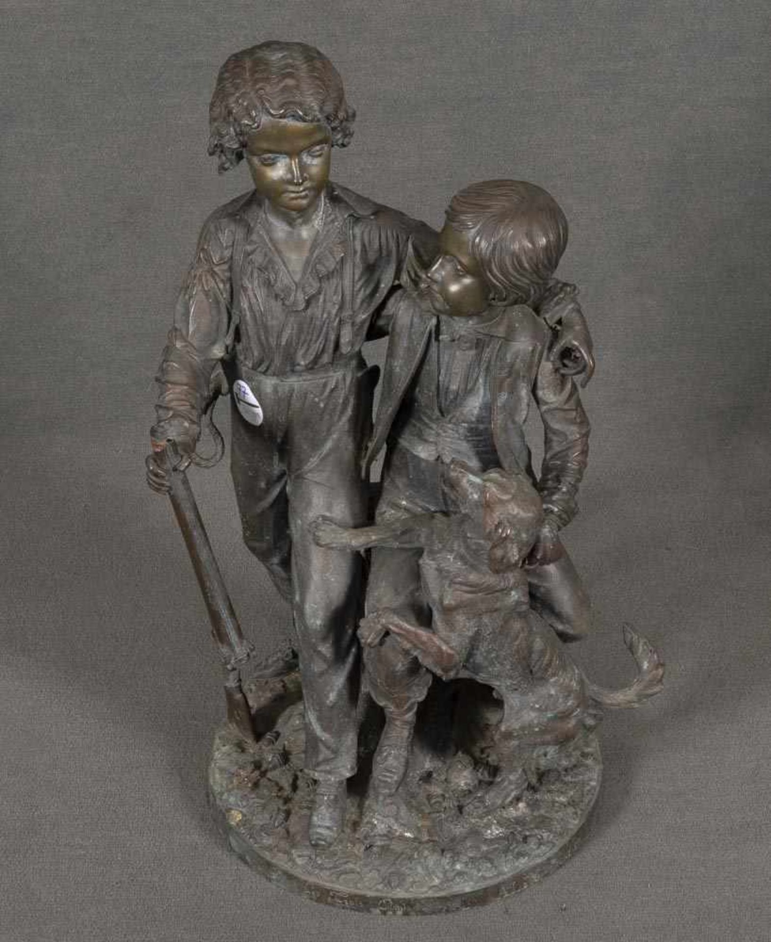 Jean-Baptiste Alix (geb. 1801). Les trois Amis. Bronze, verso sign./dat. 1855, am Sockel bez. 