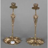 Paar Jugendstil-Kerzenleuchter. Paris um 1900. Bronze, Entwurf wohl Georges de Feure, H=28,5