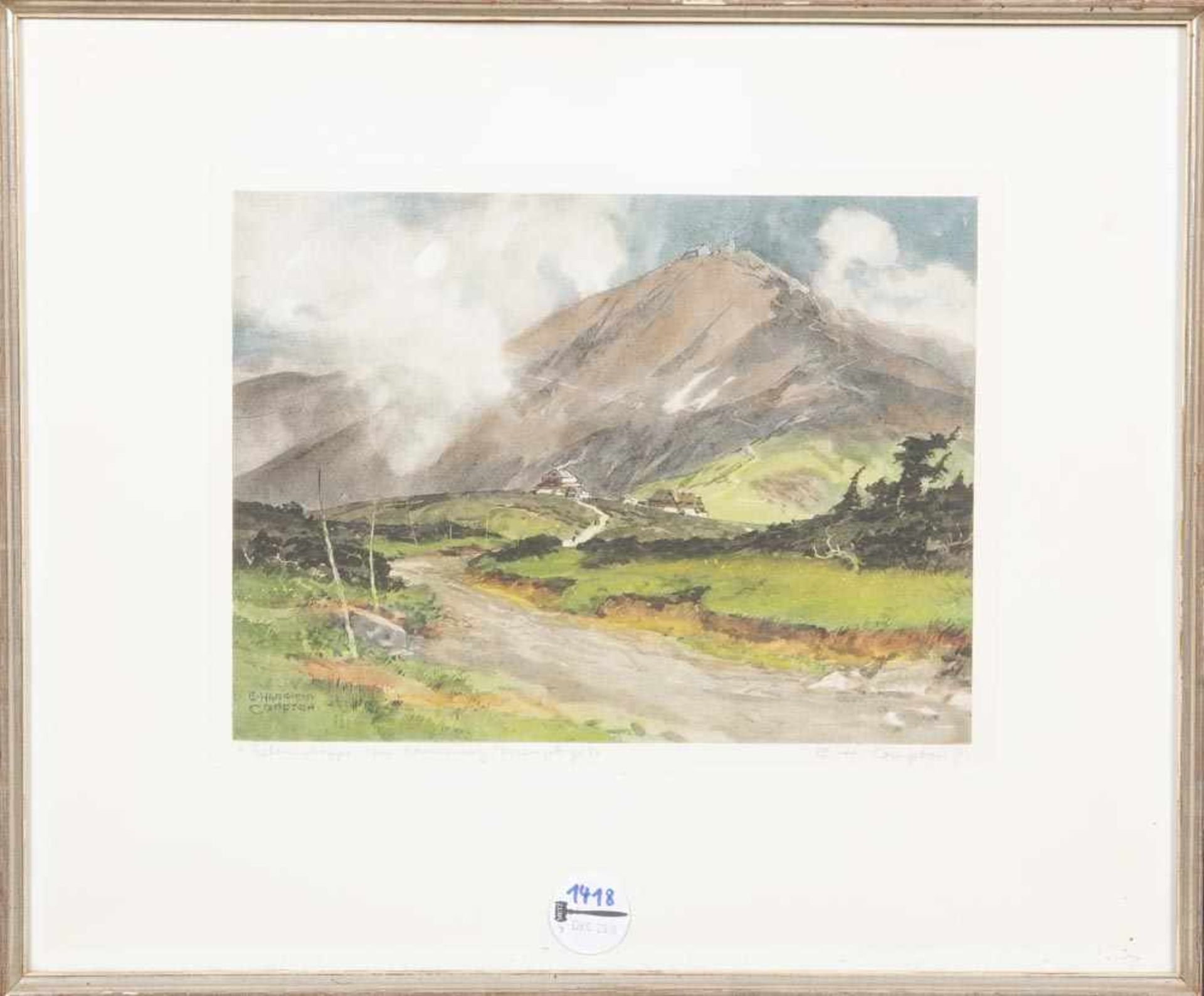 Eduard Harrison Compton (1881-1960). Schneekappe vom Kammweg (Riesengebirge). Farblithographie,