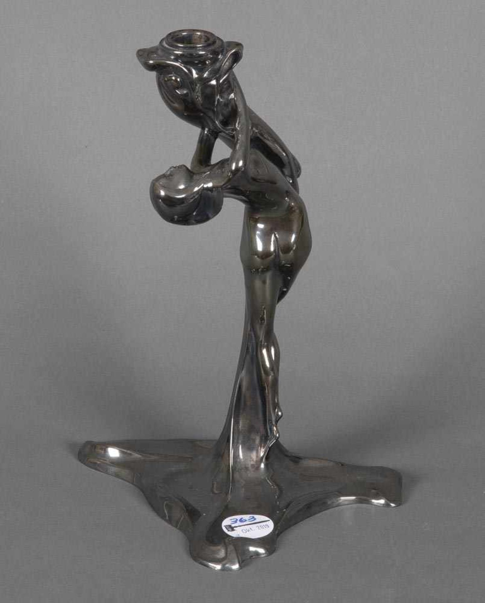 Jugendstil-Kerzenleuchter. Entwurf Franz Metzner, um 1900, H=29 cm.- - -25.00 % buyer's premium on