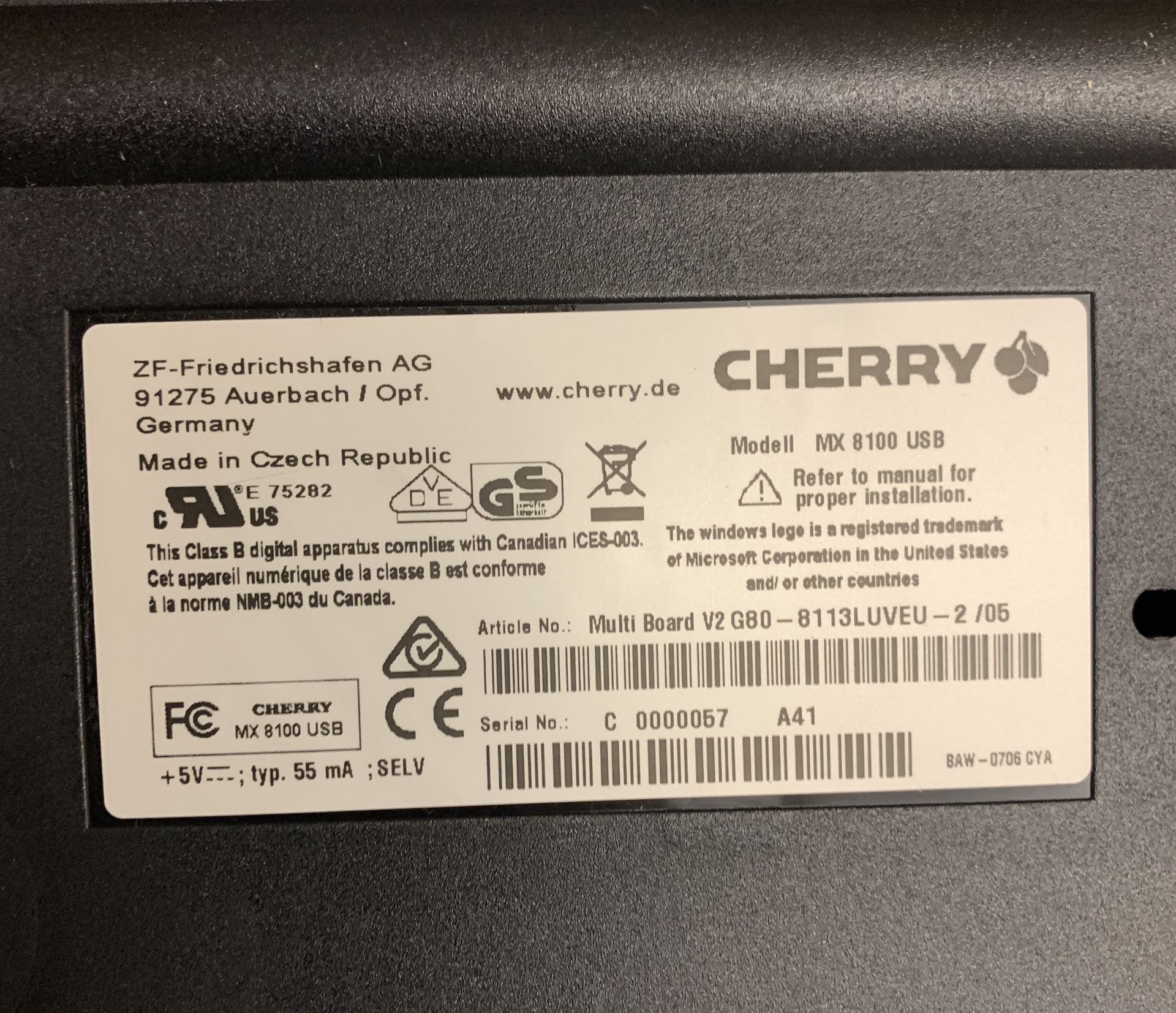 2 X Cherry USB Wired Keyboard MX 8100 / RETAIL $250 A KEYBOARD - Bild 3 aus 3