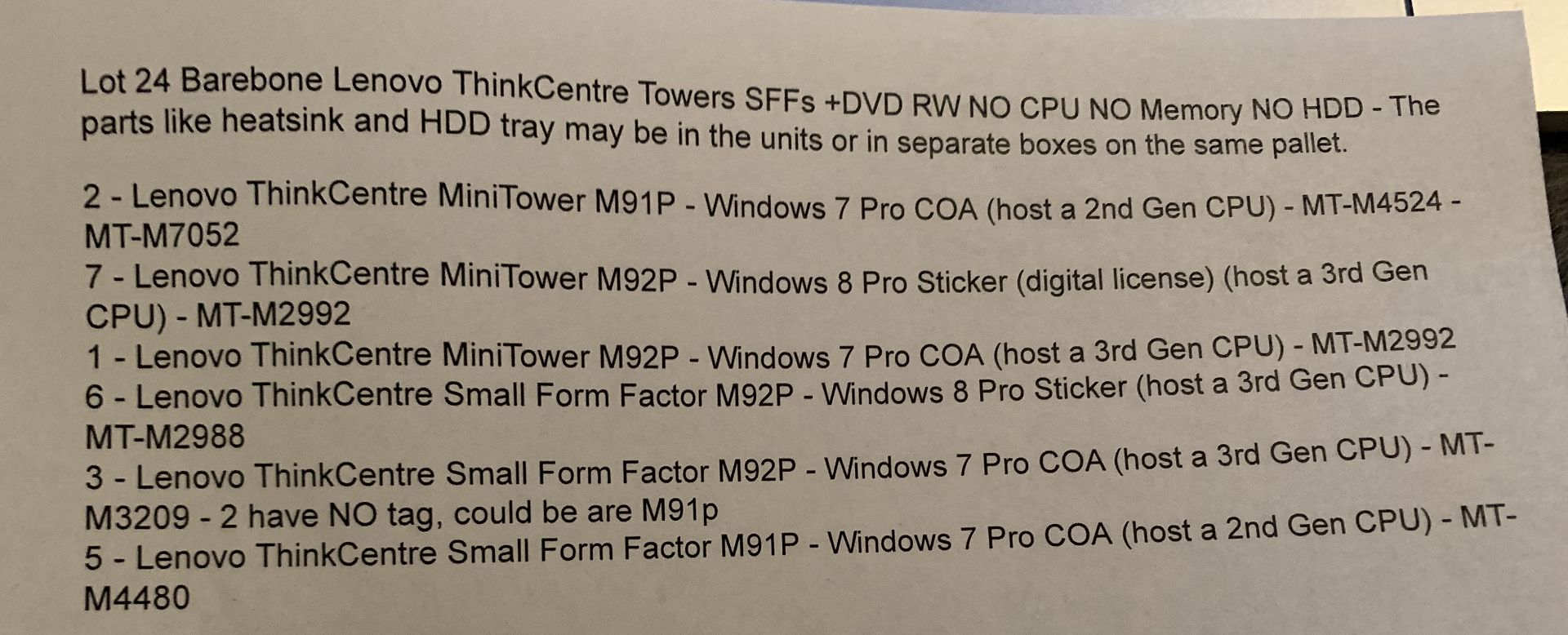 24 BAREBONE LENOVO THINKCENTRE TOWERS / FULL PALLET - Image 7 of 7