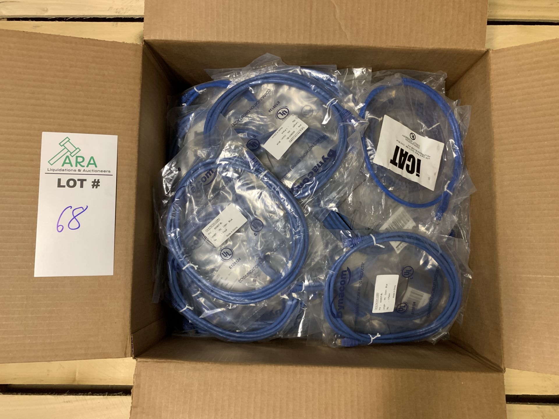 BOX OF 100 CAT 6 CABLES INCLUDING 7 FT AND 3 FT VARIATIONS