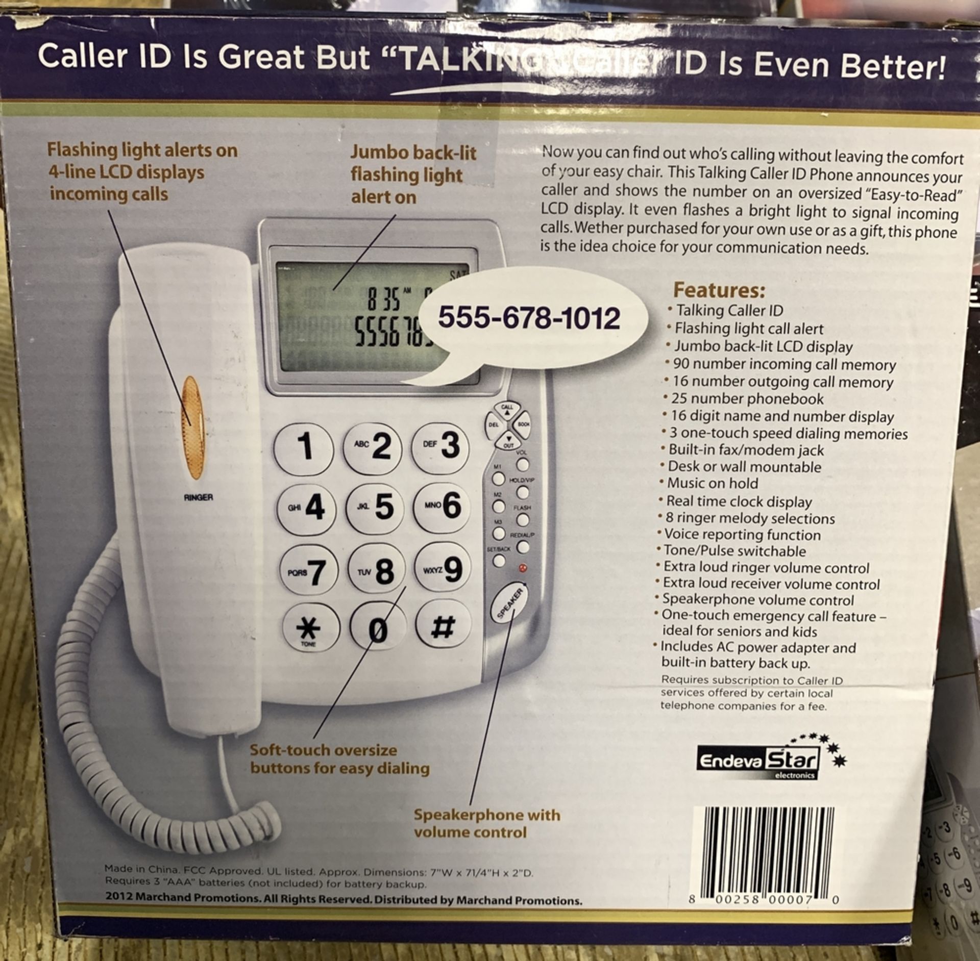 8 TALKING CALLER ID PHONE SYSTEMS, WHITE, LARGE FONT SCREEN, SPEAKER PHONE FEATURE - Bild 3 aus 3