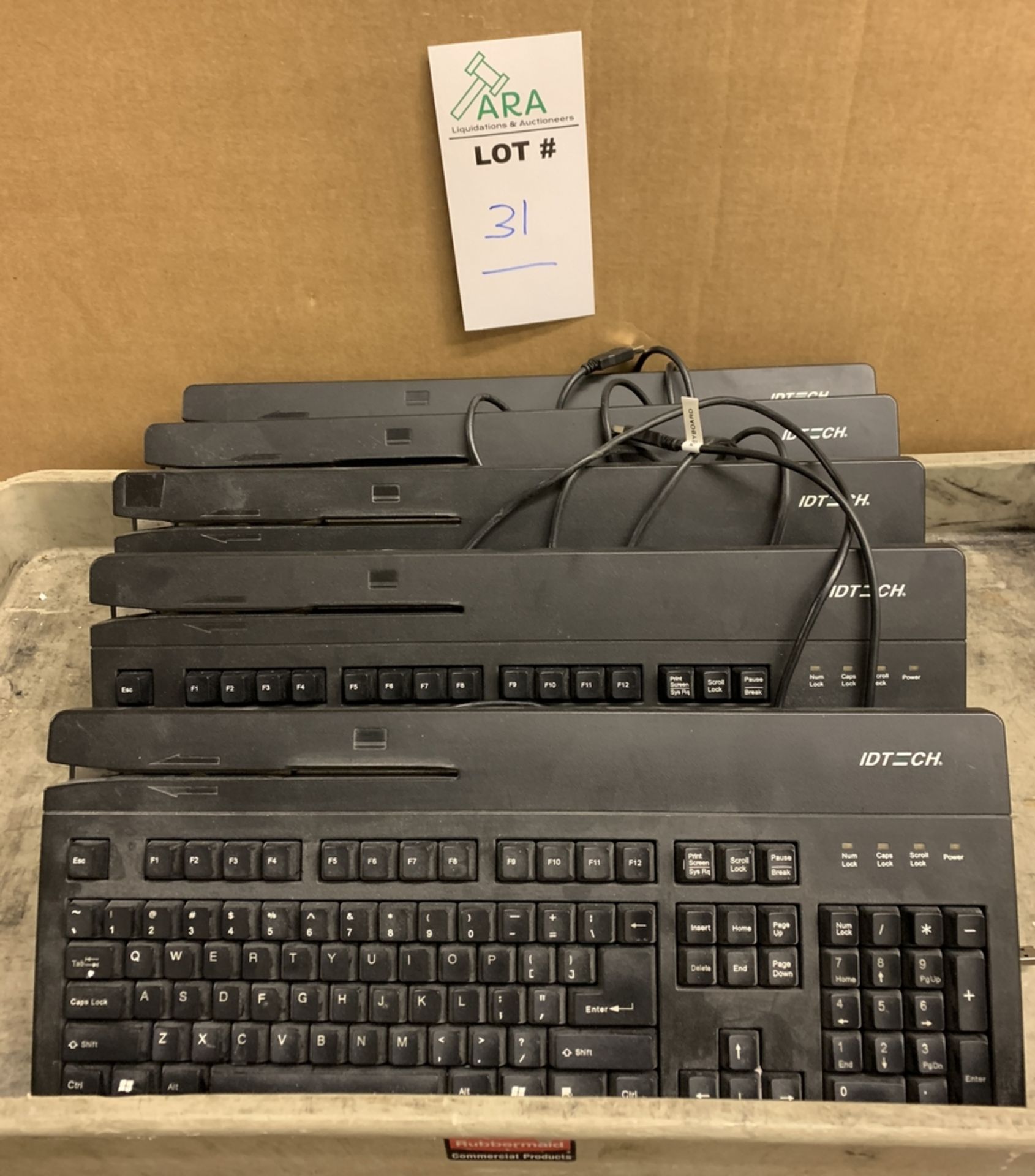 5 X IDTECH KEYBOARDS WITH CARD SWIPE THESE ARE $150 A KEYBOARD RETAIL ALL ITEMS ARE SOLD AS IS