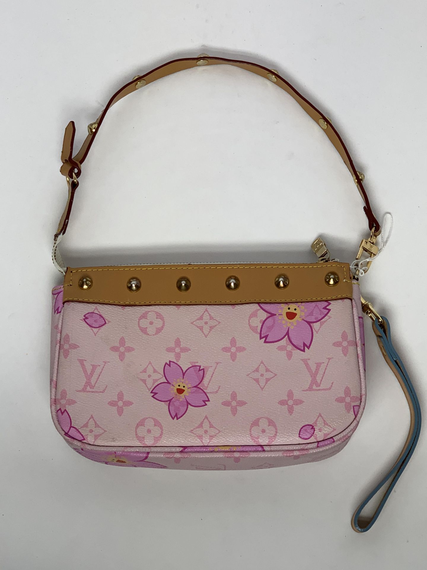 Louis Vuitton LV Luxury Shoulder Handbag Purse Clutch Wristlet, Pink, Flower Print, Interior Pocket - Image 4 of 6