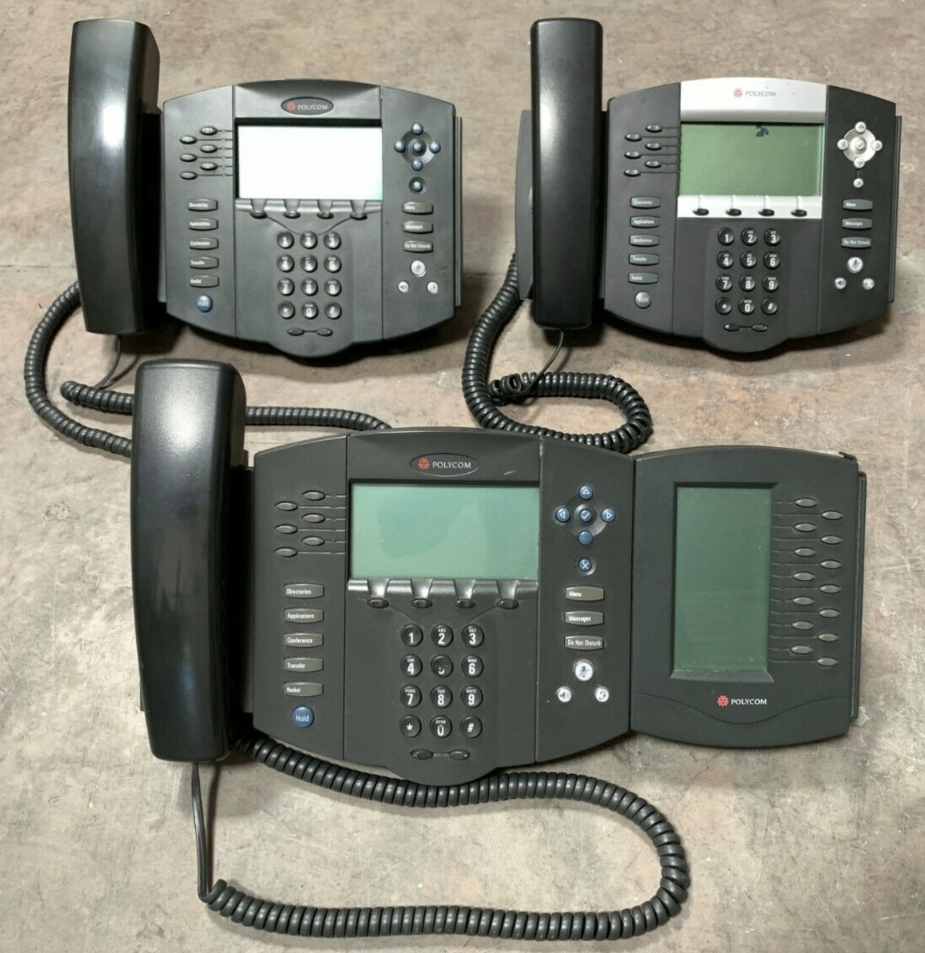 LOT OF 3 POLYCOM SOUNDPOINT IP VOIP DESKTOP BUSINESS DIGITAL PHONES: 601 650 SIP