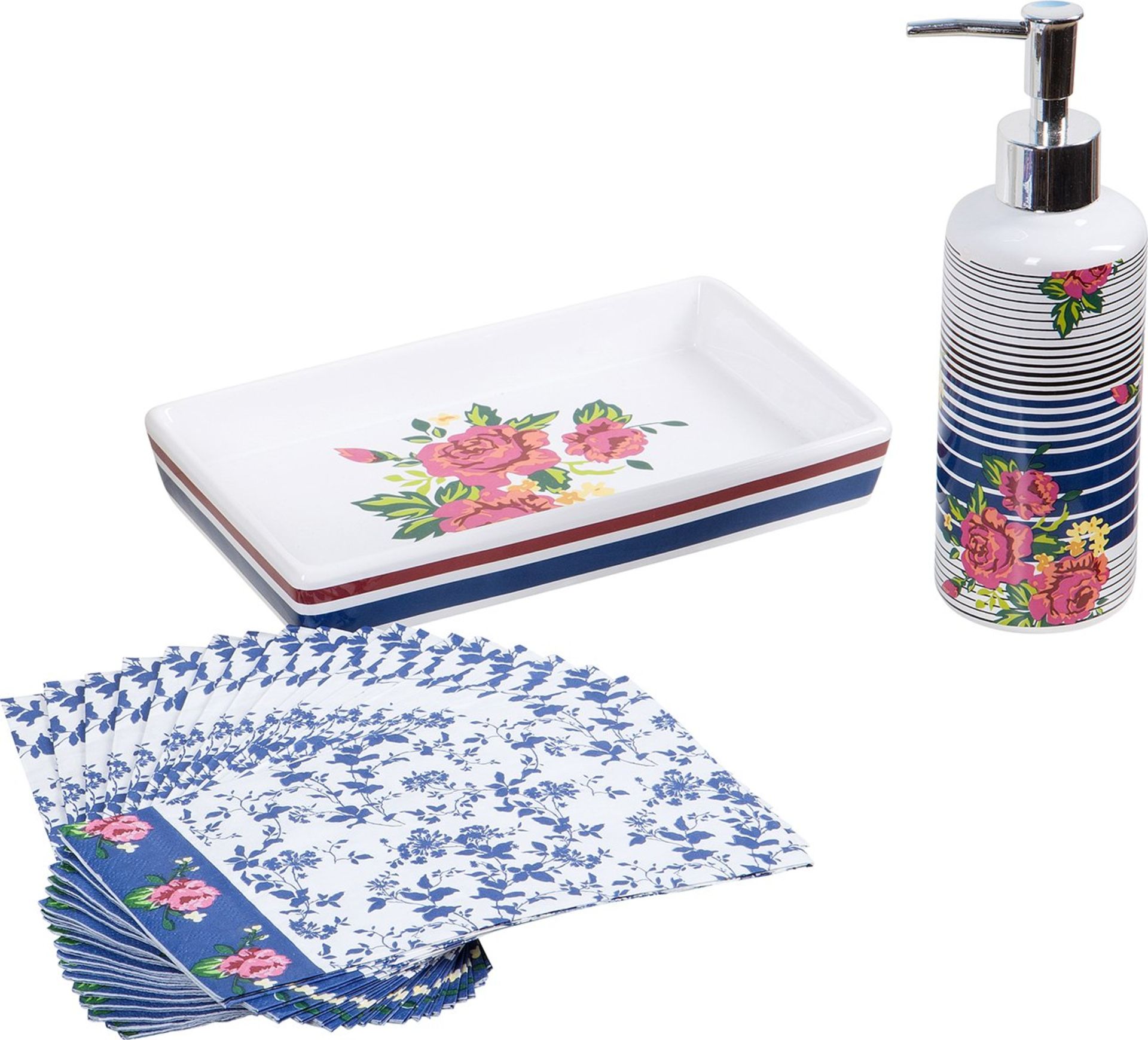 30 - 20 pc. Decorative Bath Sets - Navy Floral