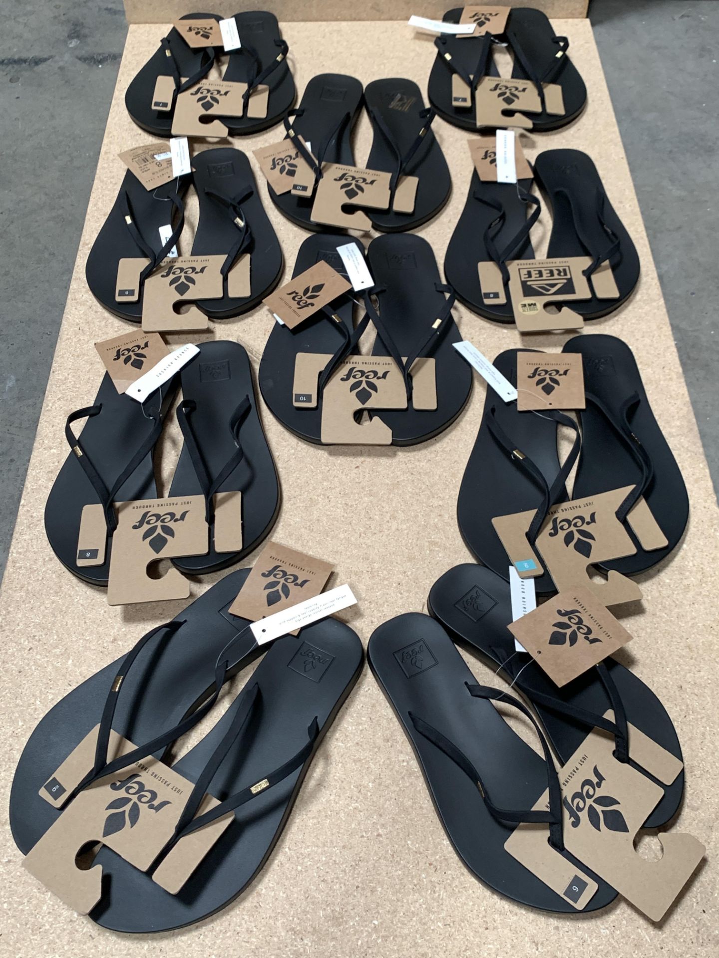 10 REEF Flip Flop Sandals, Cushion Bounce Slim, Black, New w. Tags, Various Sizes (Retail $410) - Image 2 of 5