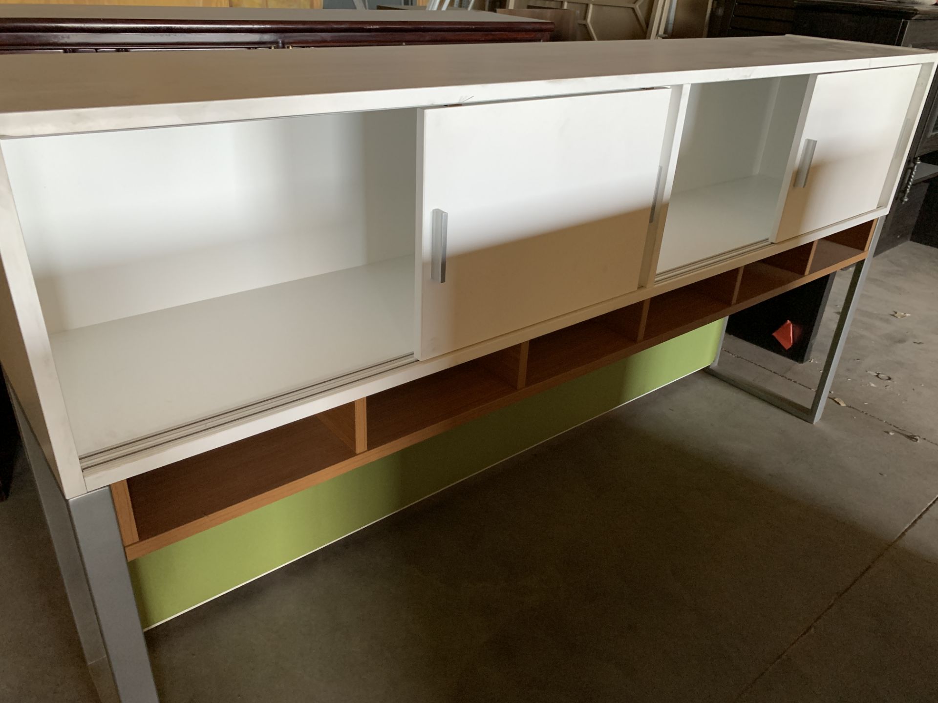 Modern White Desk Topper for storage with Shelves **If won, available for Las Vegas pick up only - Image 2 of 3