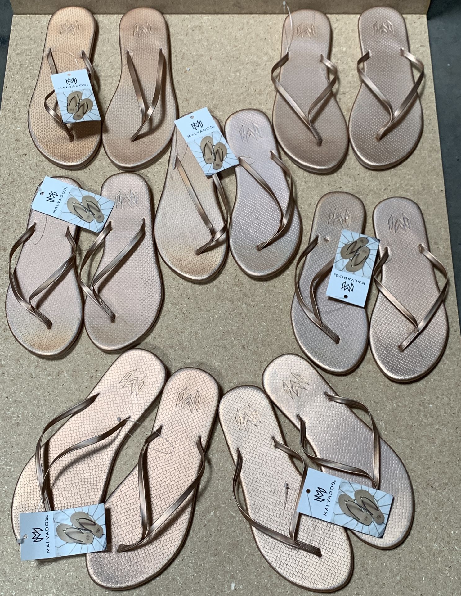 7 Pairs Malvados Flip Flop Sandals, New with Tags, Various Sizes, Lux Reptile Cognac (Value $343) - Image 2 of 5