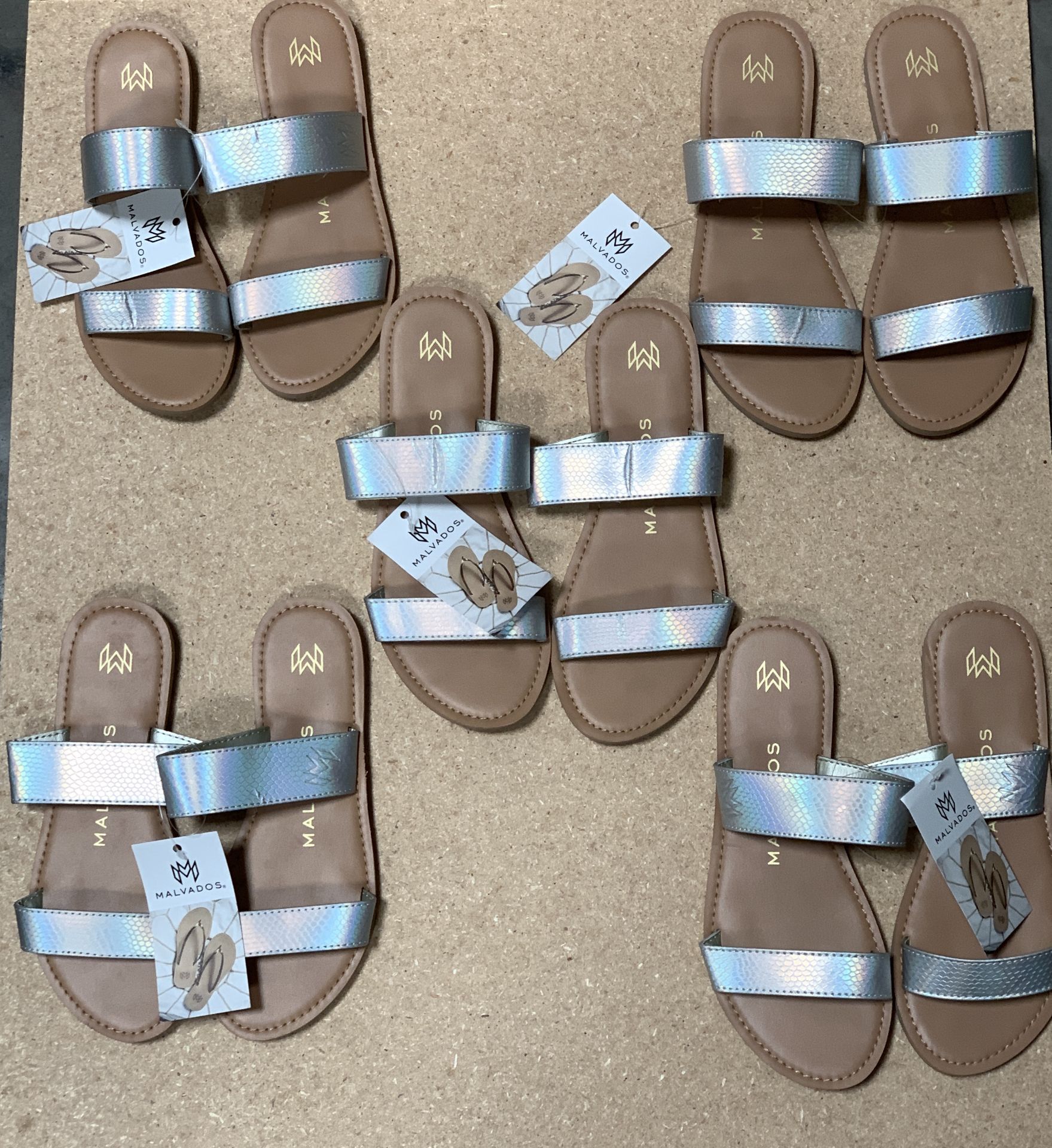 5 Pairs Malvados Flip Flop Sandals, Icon Azelea Reptile, New with Tags, Various Sizes ($230 Value)