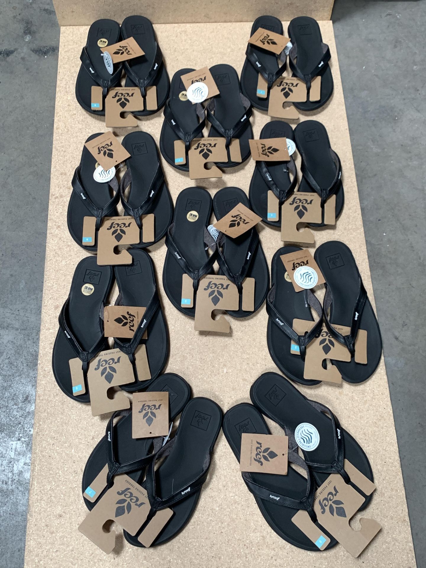 10 REEF Flip Flop Sandals, New w. Tags, Various Sizes, Rover Catch Black (Retail Value $550)