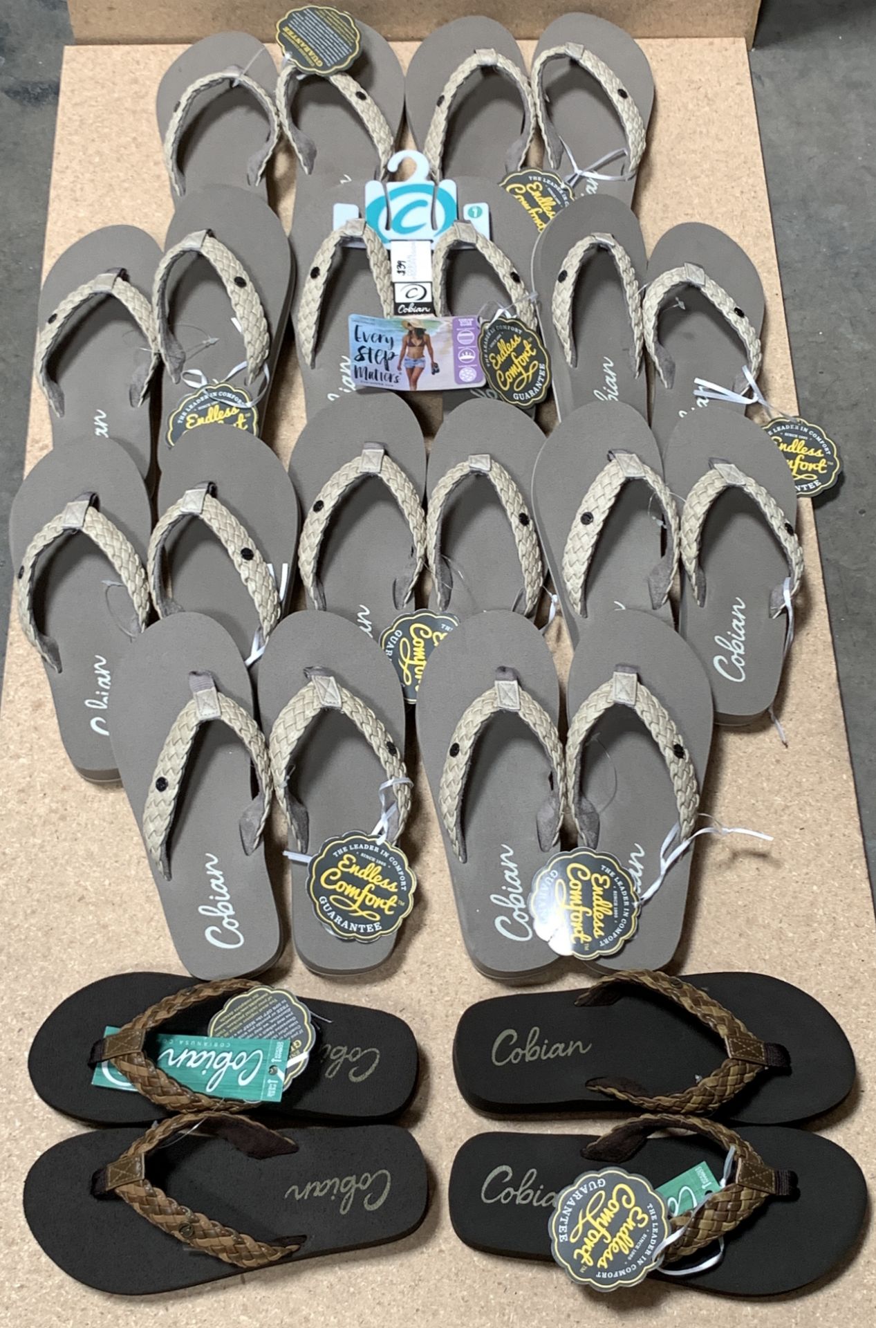 12 Pairs Cobian Flip Flop Sandals, Braided Bounce, New w. Tags, Various Sizes (Retail $468) - Image 2 of 6
