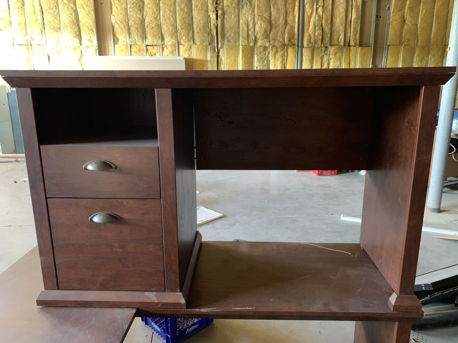 2 Wood Desks (Currently Stacked atop eachother) One L-Shape**If won, available for Las Vegas pick up - Image 2 of 4