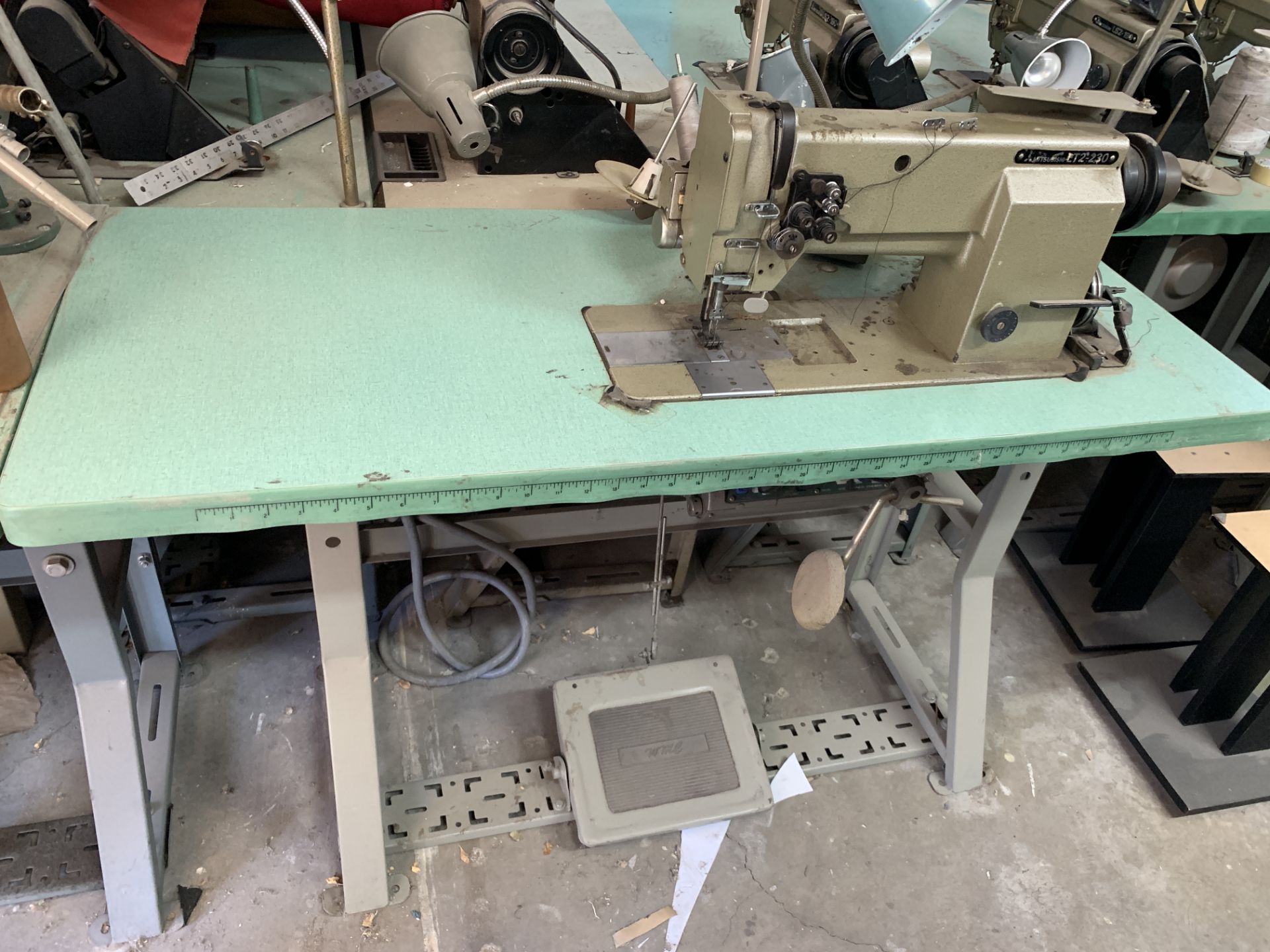 4 x Mitsubishi LT2-190 and LT2-230 2-Needle Sewing Machines, Including Tables *Las Vegas Pick Up - Image 2 of 17