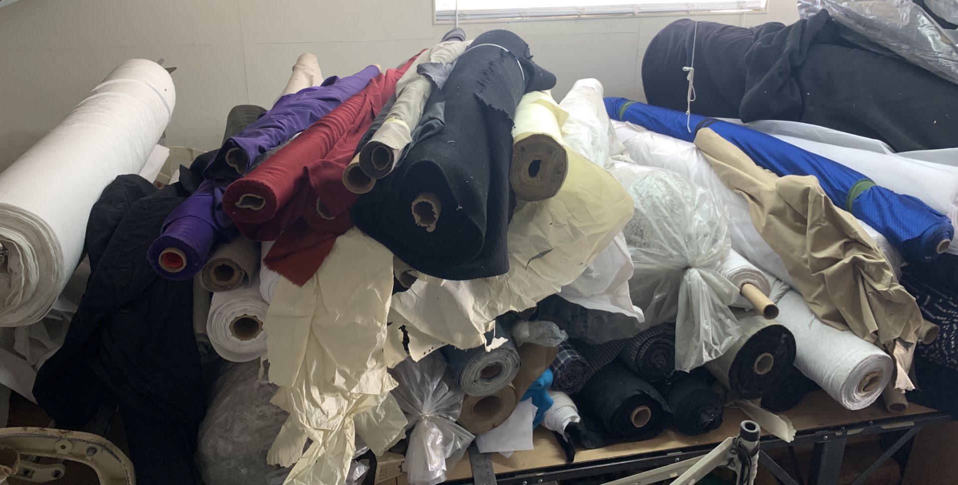 Large Lot of Clothing Fabric Rolls, Most 5' wide rolls, Approx 1,000++ yards **Las Vegas Pick Up - Image 2 of 8