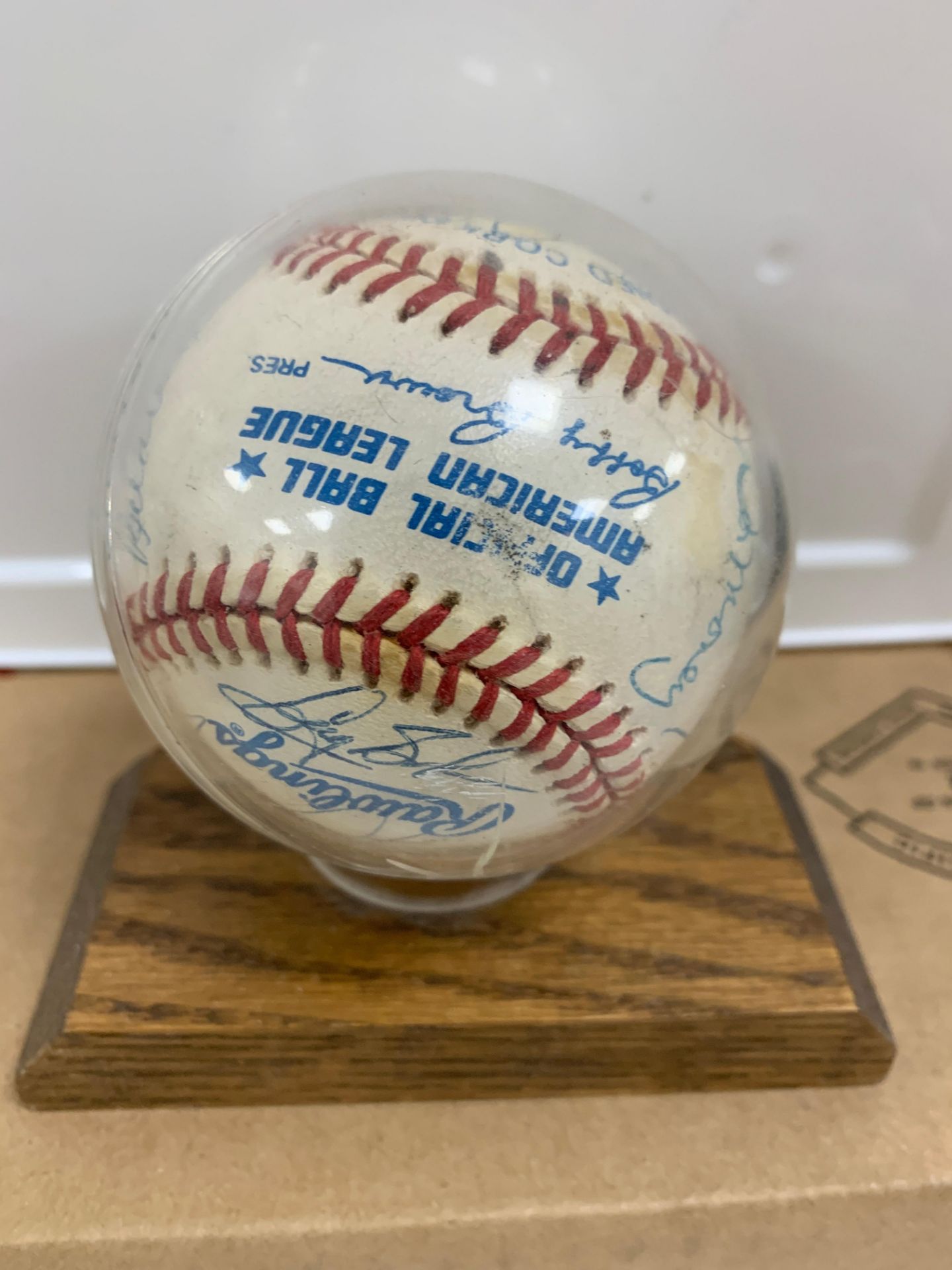 Signed Baseball by Milwaukee Braves Baseball Team, in Case and Stand - Image 4 of 5