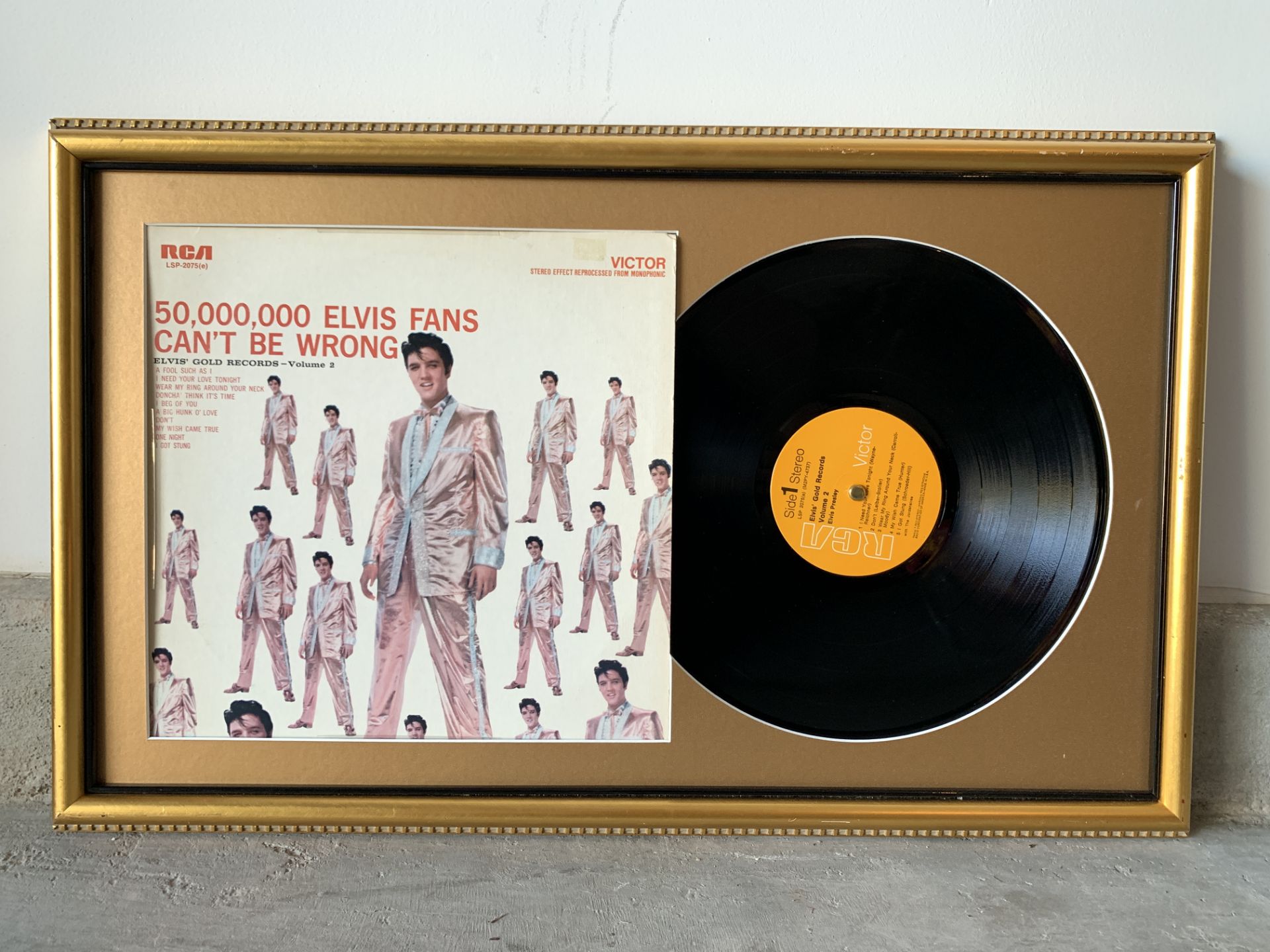 Vintage Elvis Framed Record Display, RCA, Elvis Gold Record Volume 2