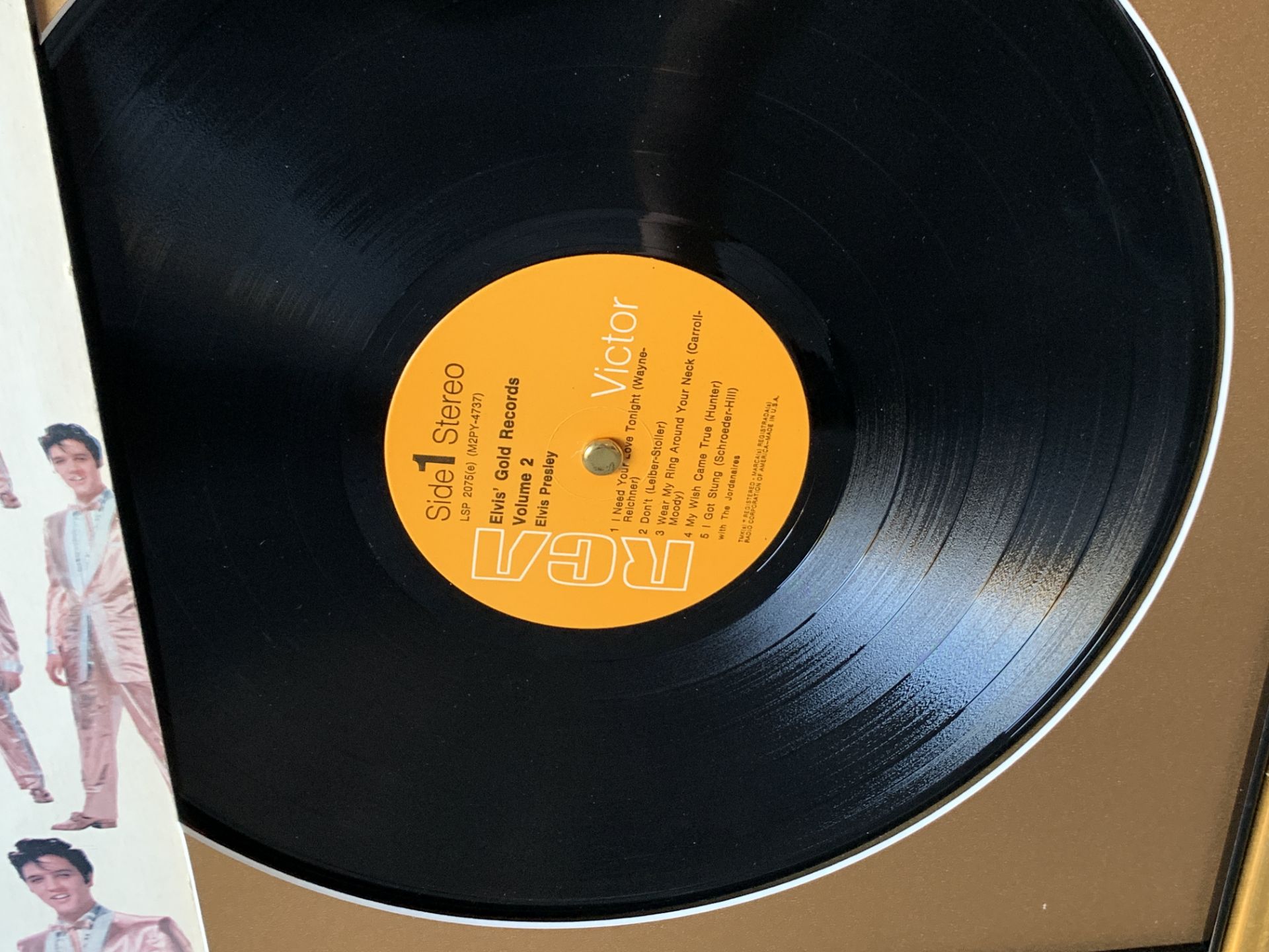 Vintage Elvis Framed Record Display, RCA, Elvis Gold Record Volume 2 - Image 2 of 4