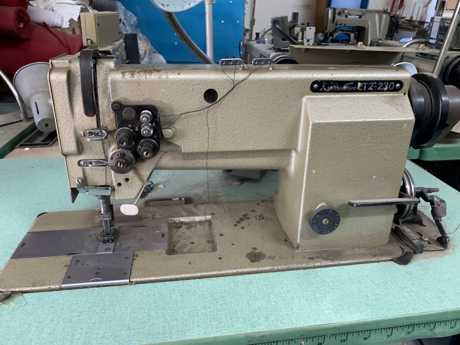 4 x Mitsubishi LT2-190 and LT2-230 2-Needle Sewing Machines, Including Tables *Las Vegas Pick Up - Image 4 of 17
