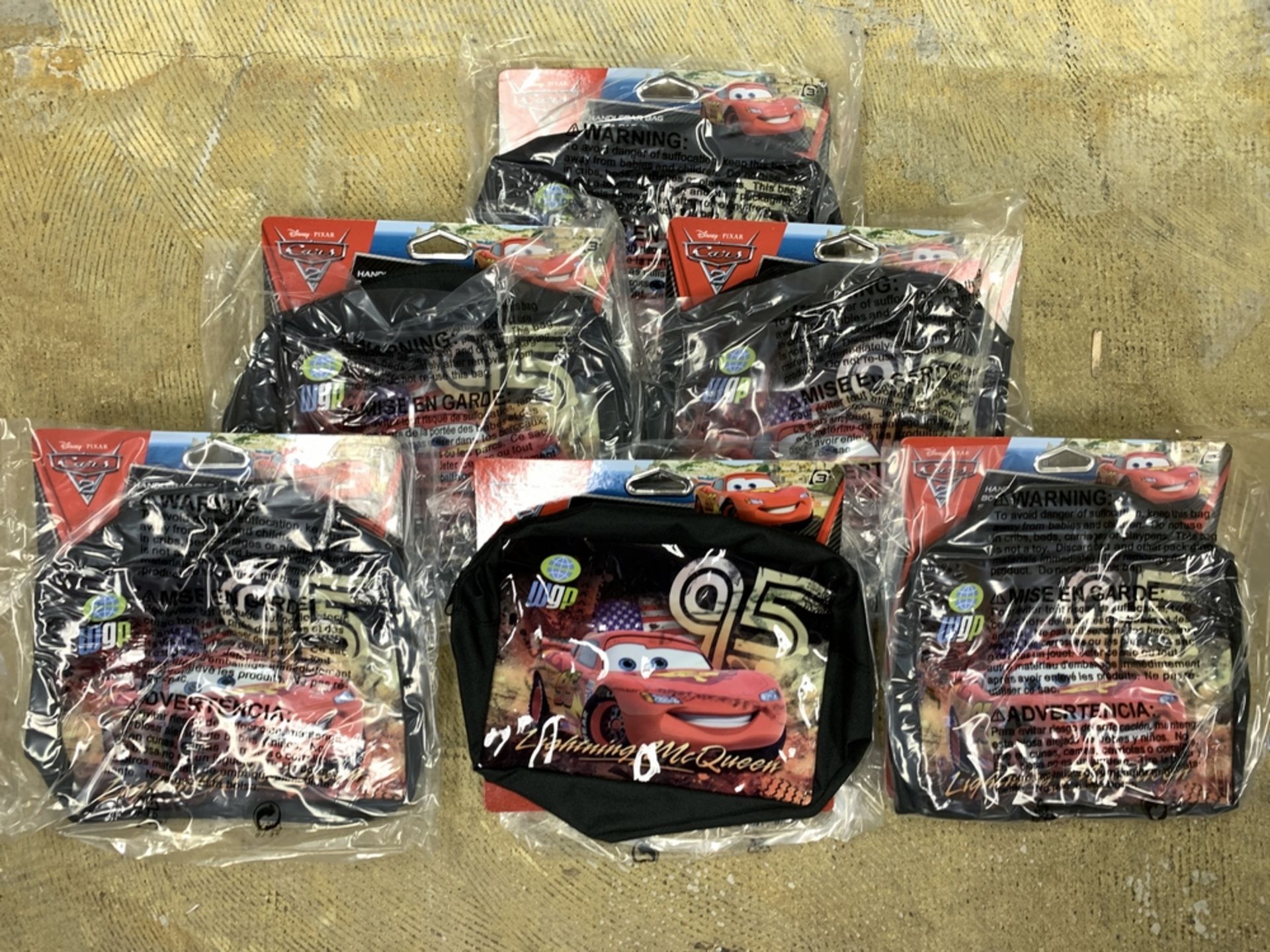 LOT OF 6 DISNEY PIXAR CARS 2 BIKE HANDLEBAR BAG NEW IN PACKAGING LIGHTNING MCQUEEN