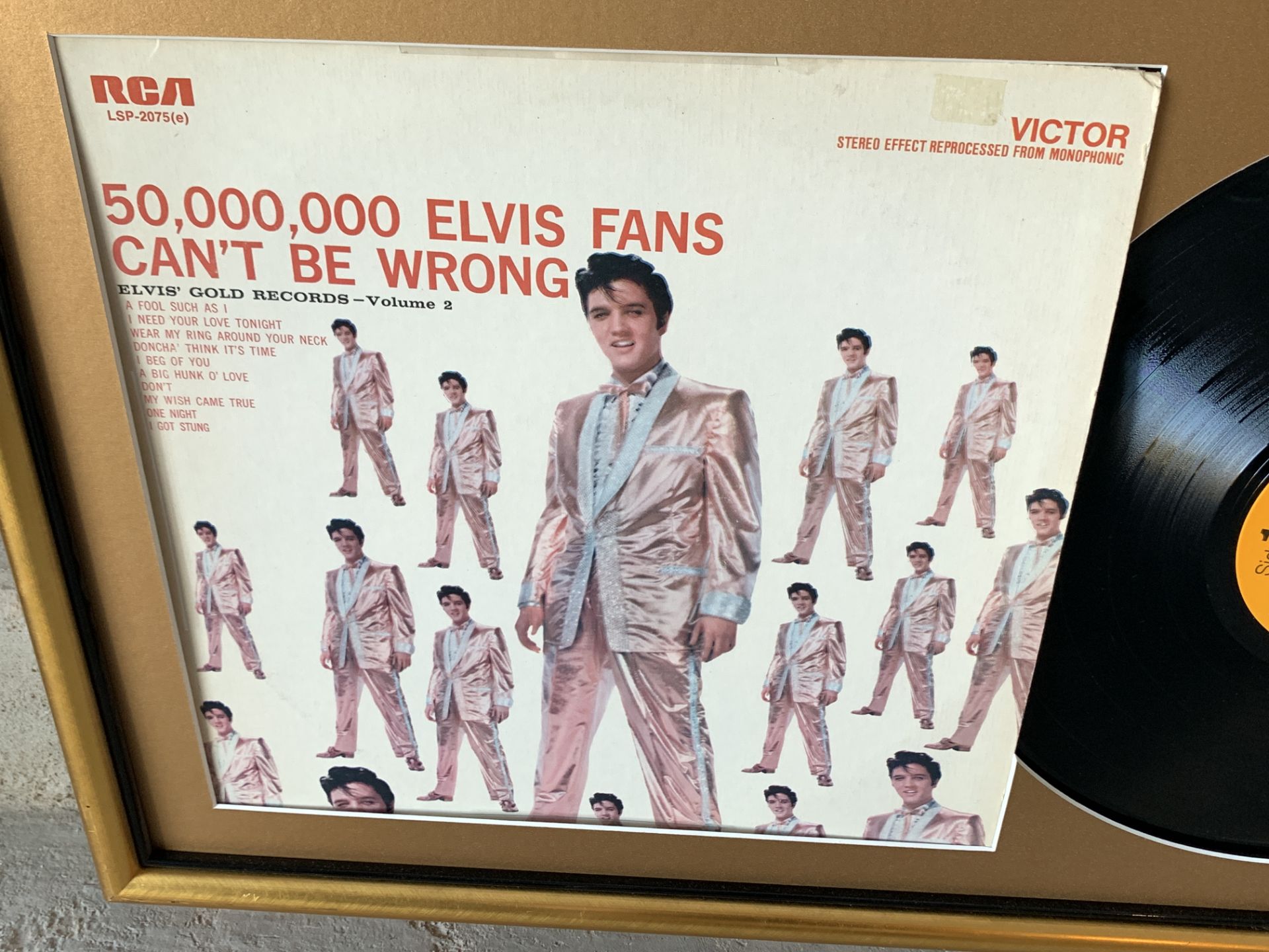 Vintage Elvis Framed Record Display, RCA, Elvis Gold Record Volume 2 - Image 3 of 4