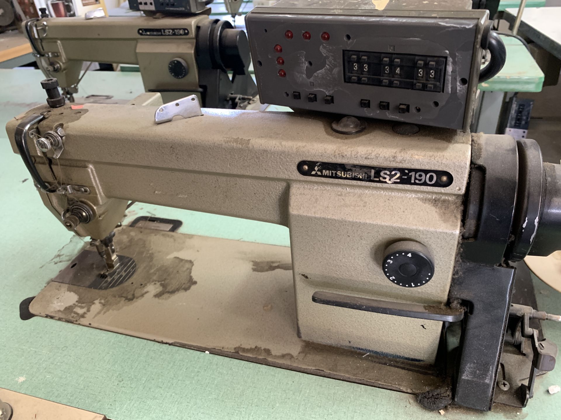 4 x Mitsubishi LT2-190 and LT2-230 2-Needle Sewing Machines, Including Tables *Las Vegas Pick Up - Image 13 of 17