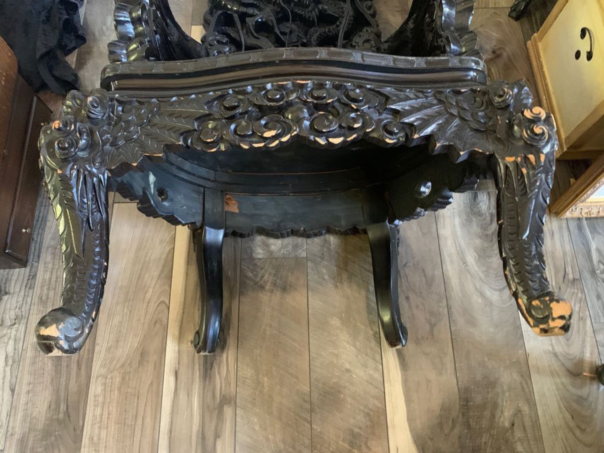 Antique King's Throne Chair, Hand Carved Wood, believed to be 150+ years old - Image 4 of 8