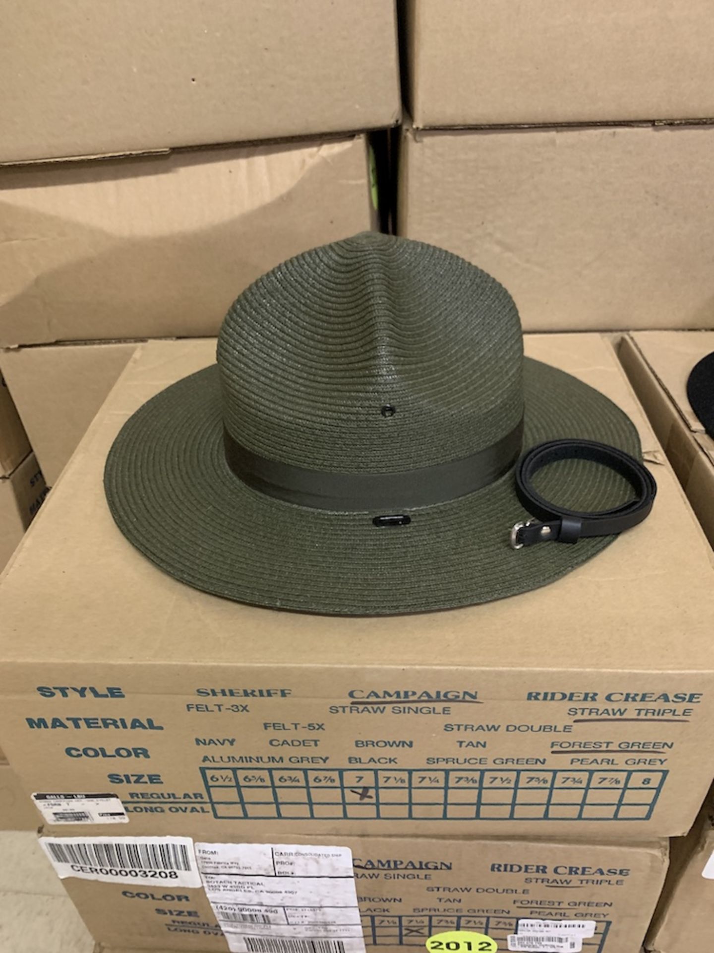 10 Campaign Uniform Hats, 9 The Lawman in Forest Green, 1 Campaign Black Felt Beaver Quality, New - Image 3 of 7
