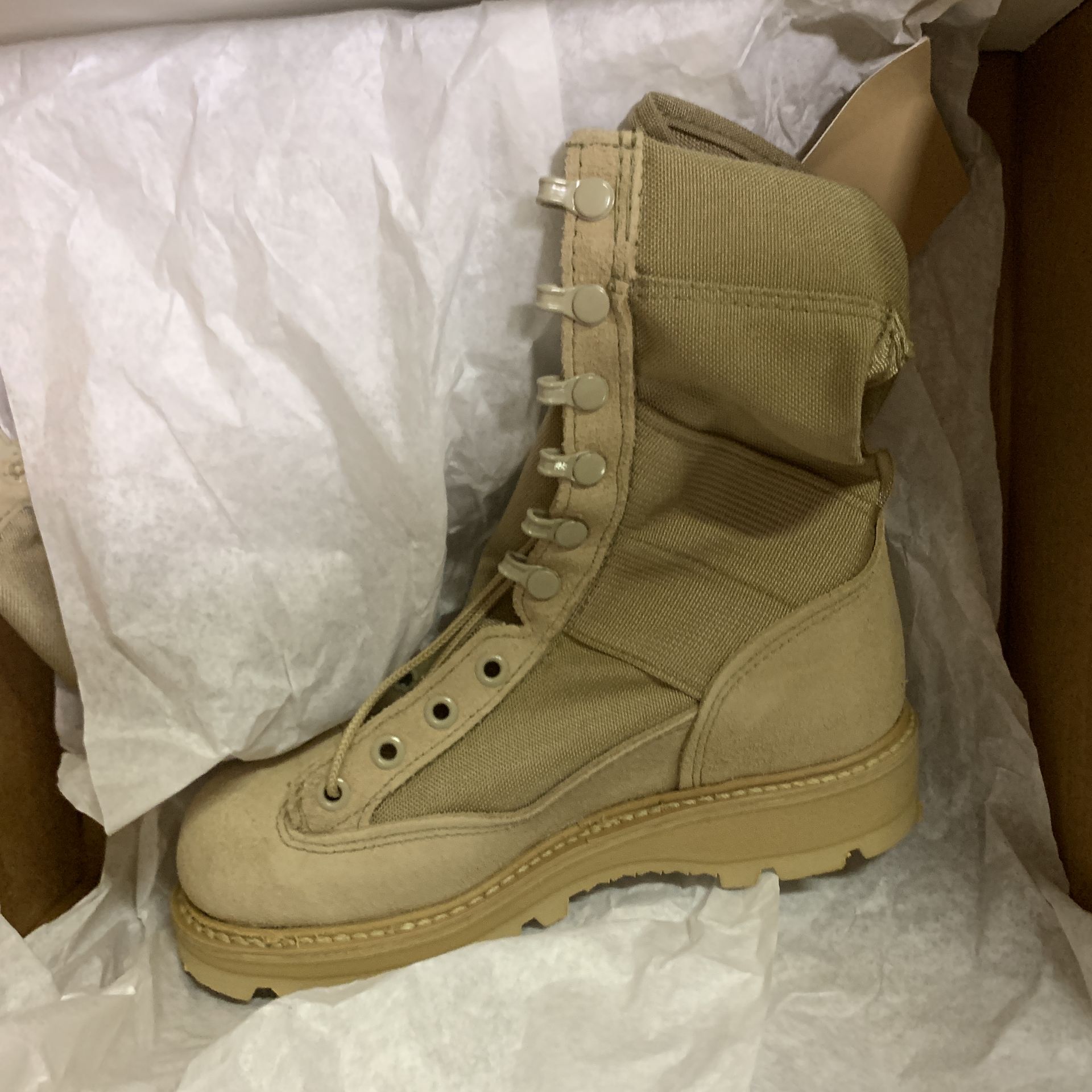 8 Pairs of Corcoran Desert Combat Boots, Tan 4380, Various Sizes, New in Box, Retail $400++ - Image 3 of 3