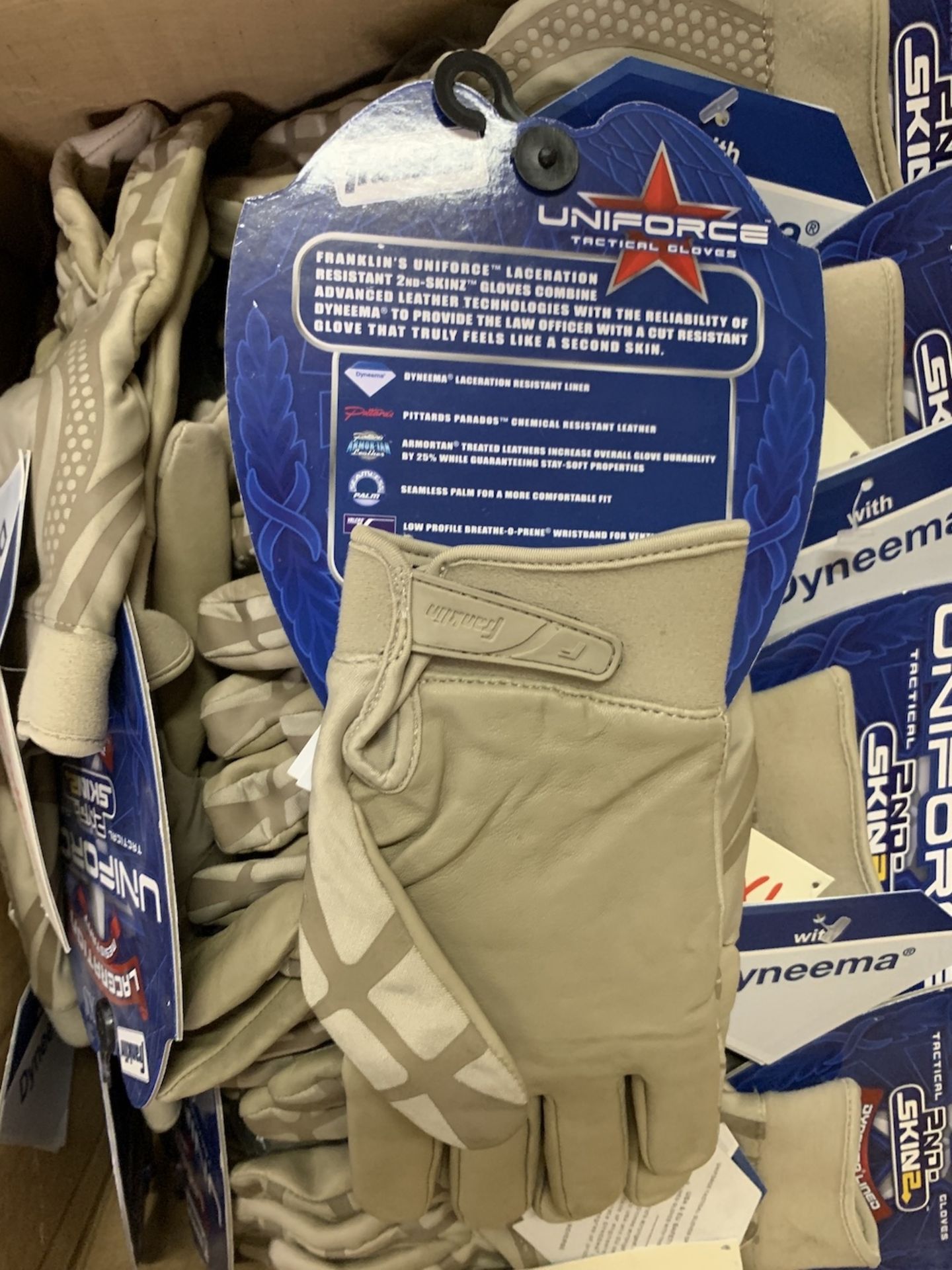 37 Pairs of Franklin Laceration Uniforce Gloves, High Performance 2nd Skin2 XS/S, Tan, New - Image 4 of 5