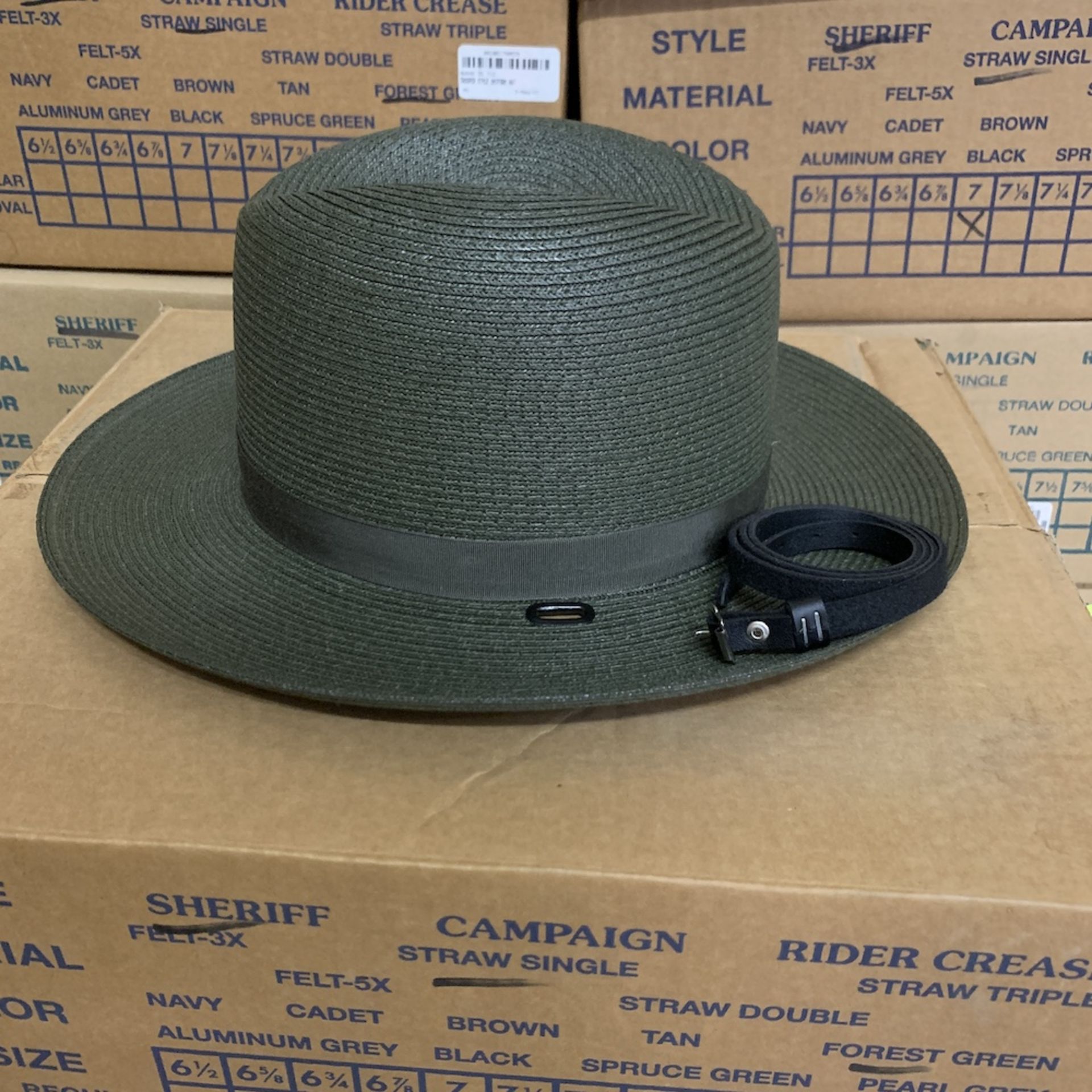 17 Sheriff Uniform Hats, The Lawman Genuine Milano, Straw Single, Forest Green, Various Sizes - Image 3 of 6