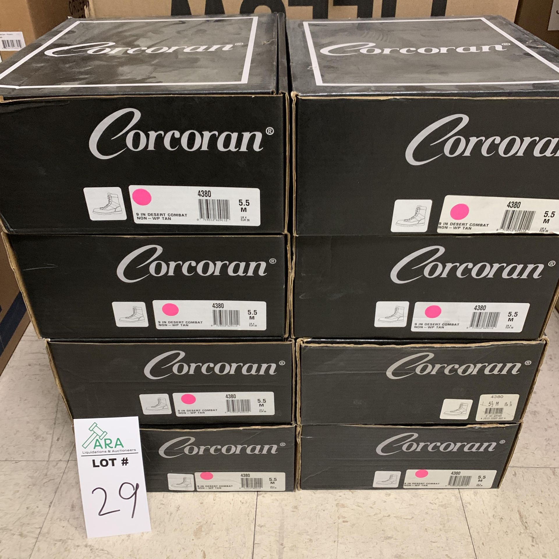 8 Pairs of Corcoran Desert Combat Boots, Tan 4380, Various Sizes, New in Box, Retail $400++ - Image 2 of 3