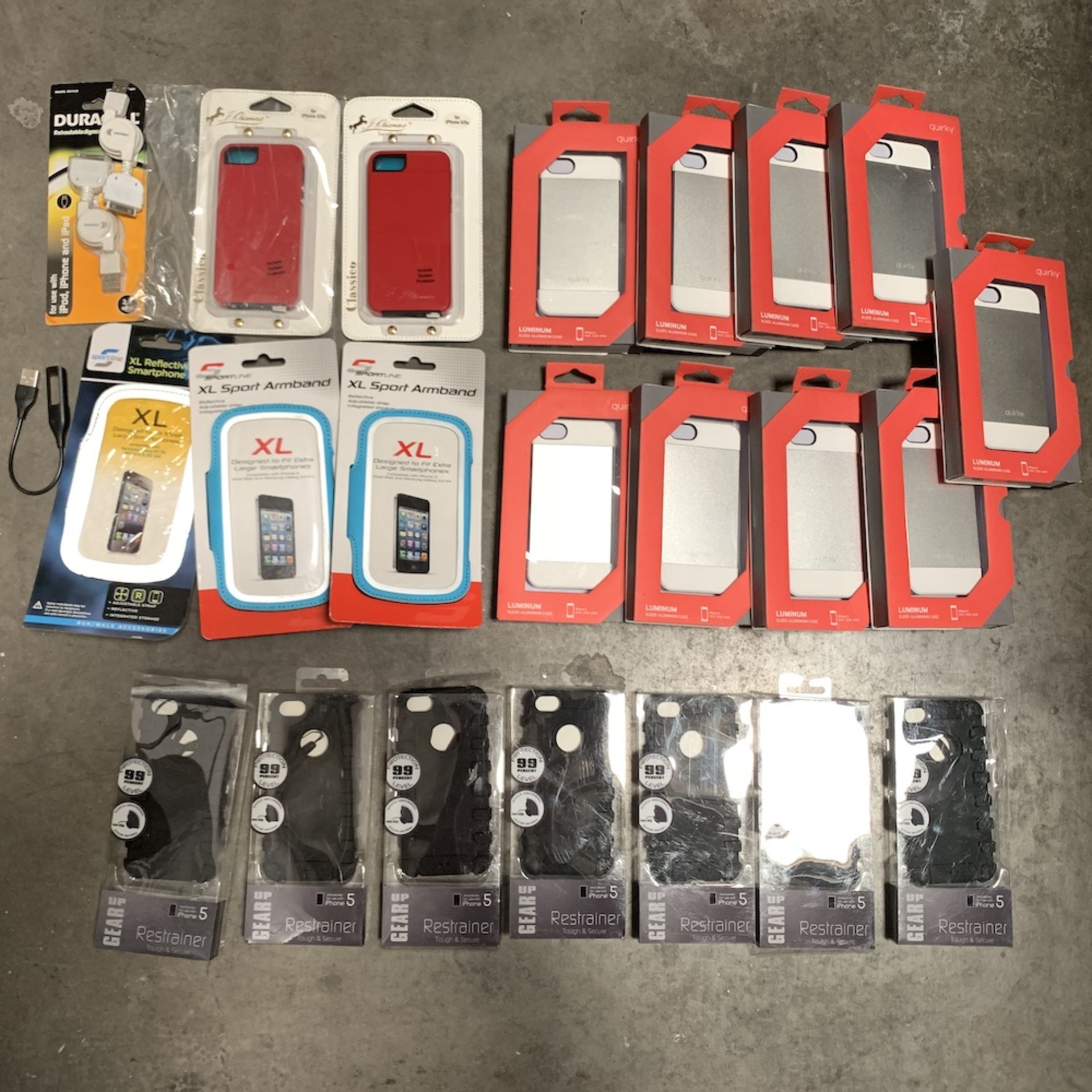 Lot of 24 iPhone Cases, Chargers, and Phone Armband Accessories