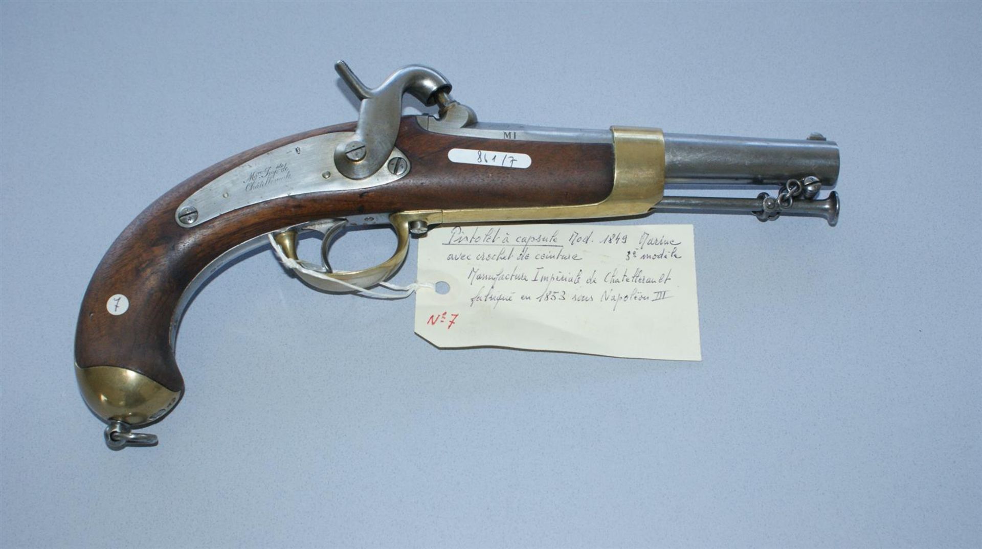 1 PISTOLET à capsule modèle 1849 de marine avec crochet de ceinture - 3ème modèle [...] - Bild 2 aus 2