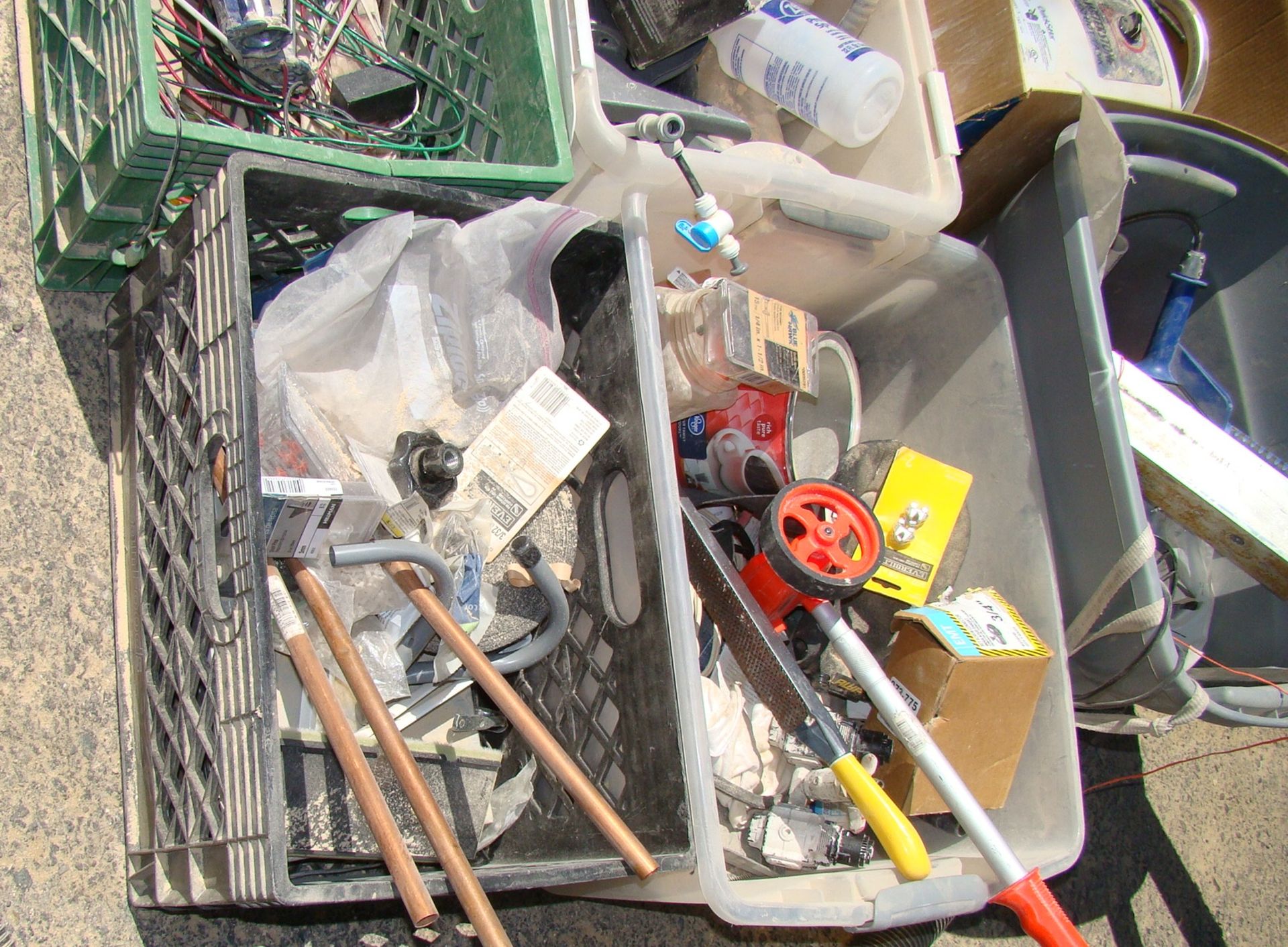 6 Bins of Misc Hardware, Plumbing and Electrical Supplies - Image 7 of 8