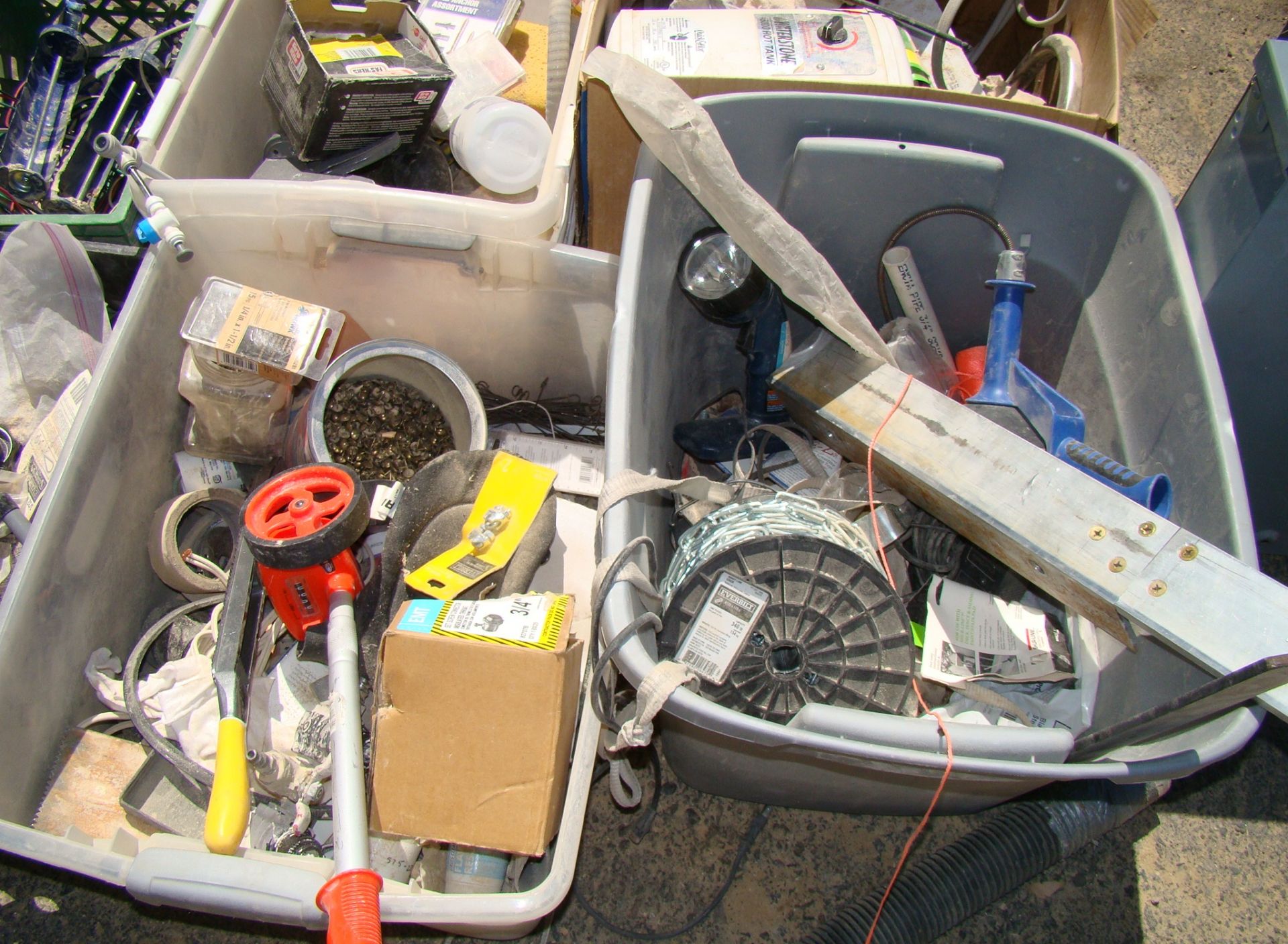 6 Bins of Misc Hardware, Plumbing and Electrical Supplies - Image 8 of 8