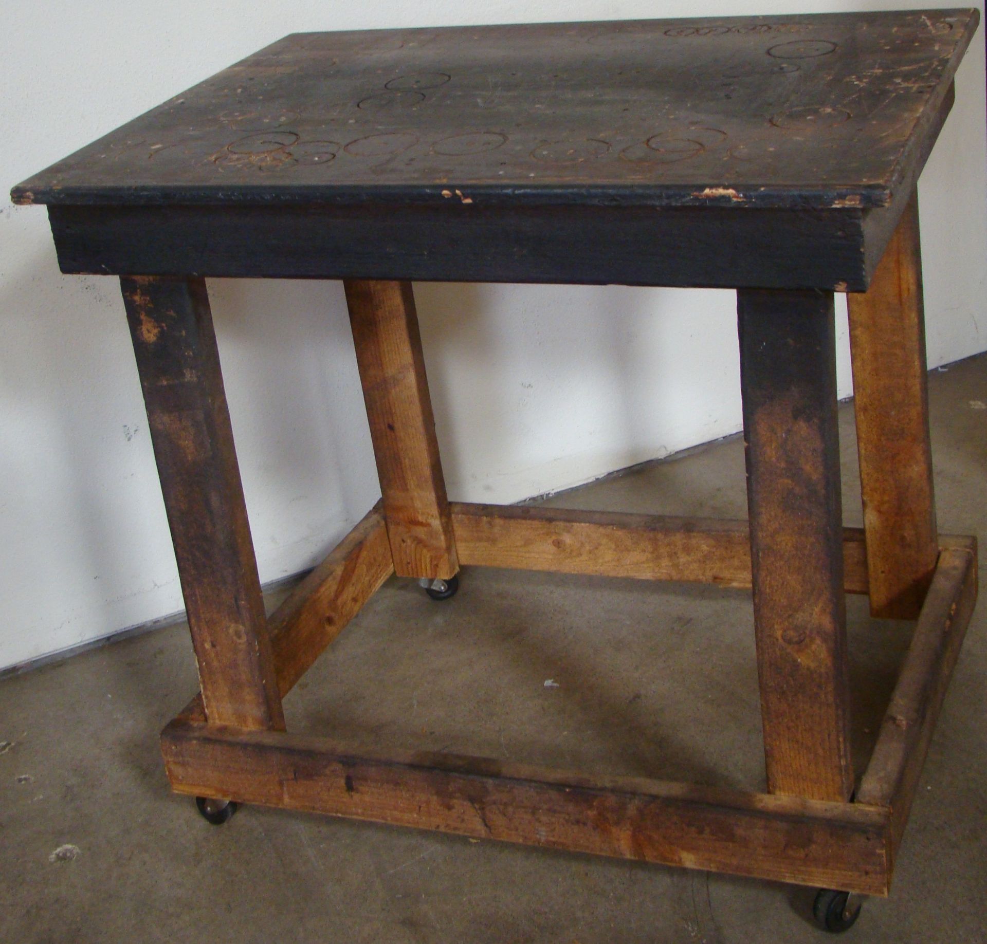 2 - Wooden Rolling Tables 33" h x 26" d x 35" w - Image 2 of 3