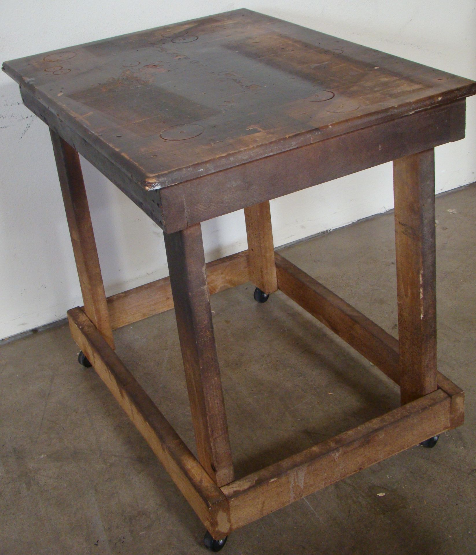 2 - Wooden Rolling Tables 33" h x 26" d x 35" w - Image 3 of 3