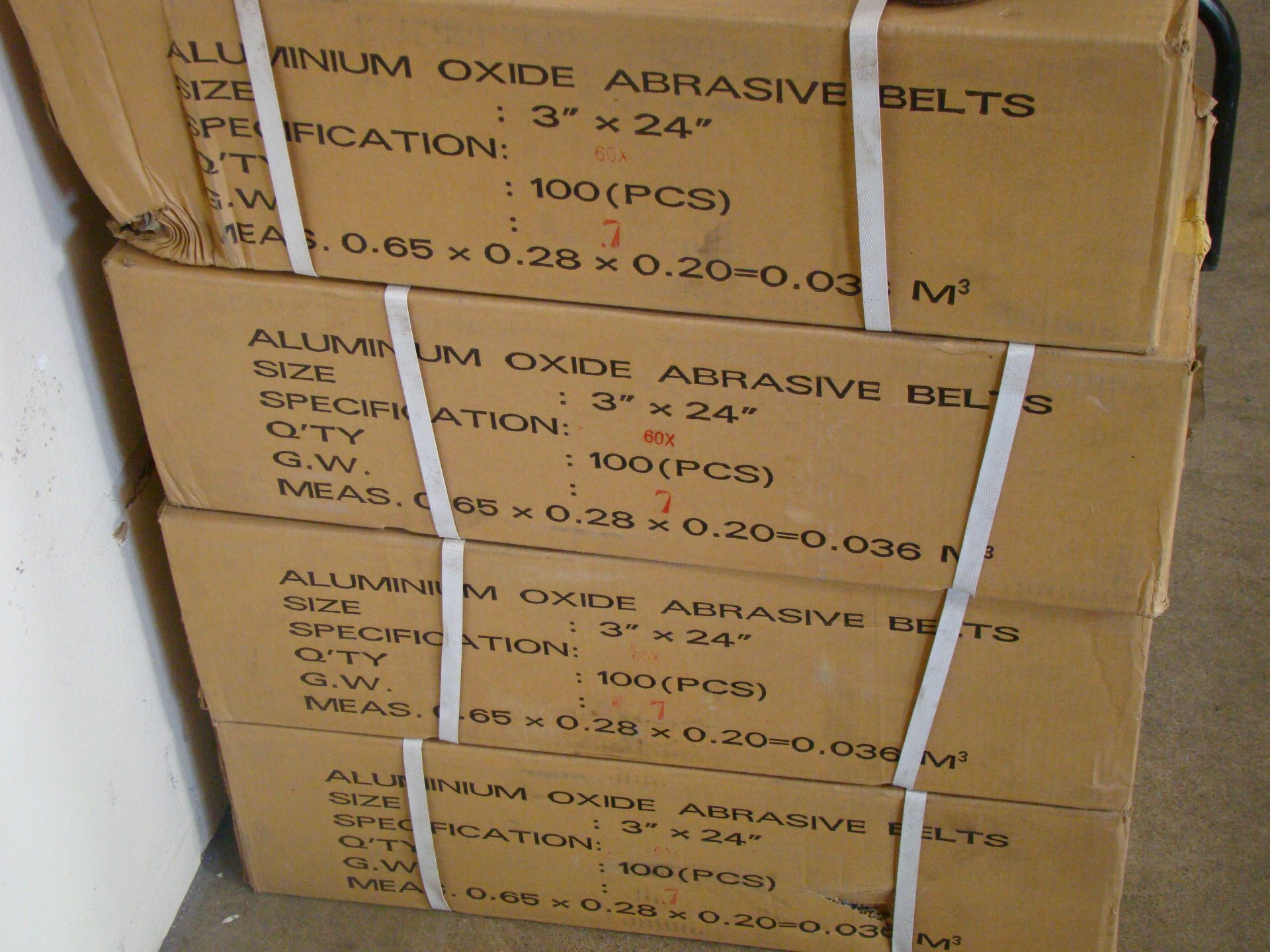 400 - Aluminum Oxide Abrasive Belts 3"x 24" 60 grit (100 per box) 4 boxes - Image 2 of 2