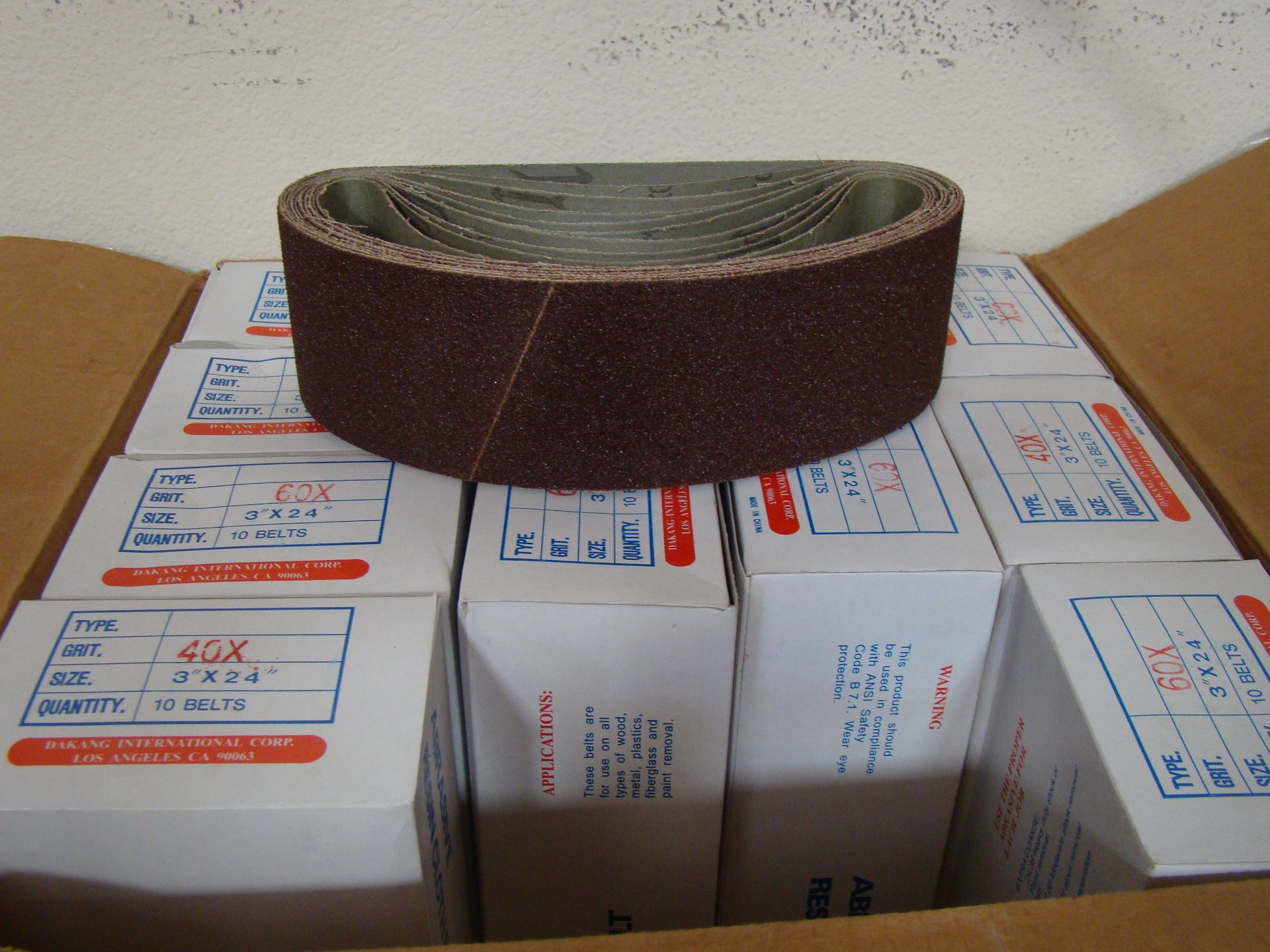 250 - Aluminum Oxide Abrasive Belts Mix Box of 3" x 24" 40 grit and 60 grit -250 total belts