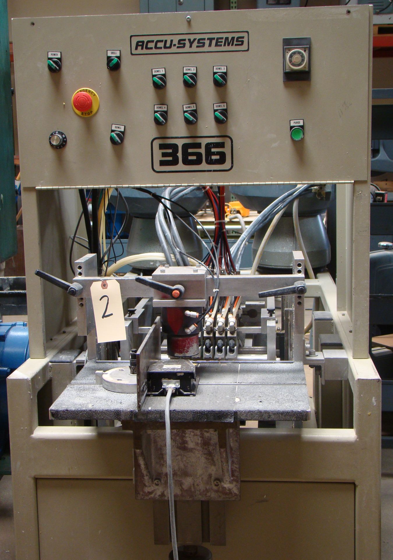 ACCU-Systems 366 Dowel Insertion Machine with Foot Pedal, Vibratory Bowl Feeders, Glue Pot 220 - Image 6 of 8