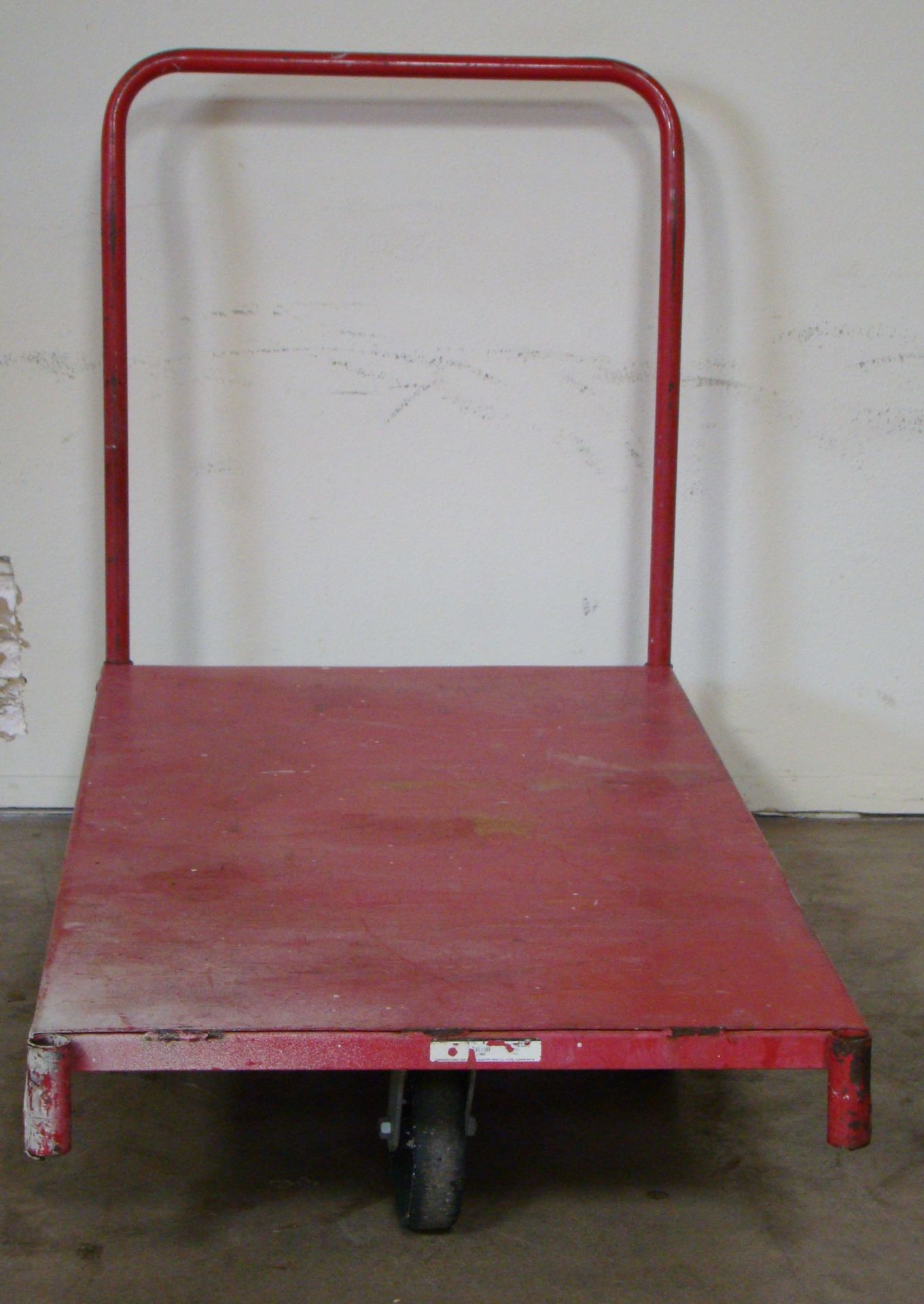 Red Rolling Cart with Handle, 11" h x 30" w x 60" l