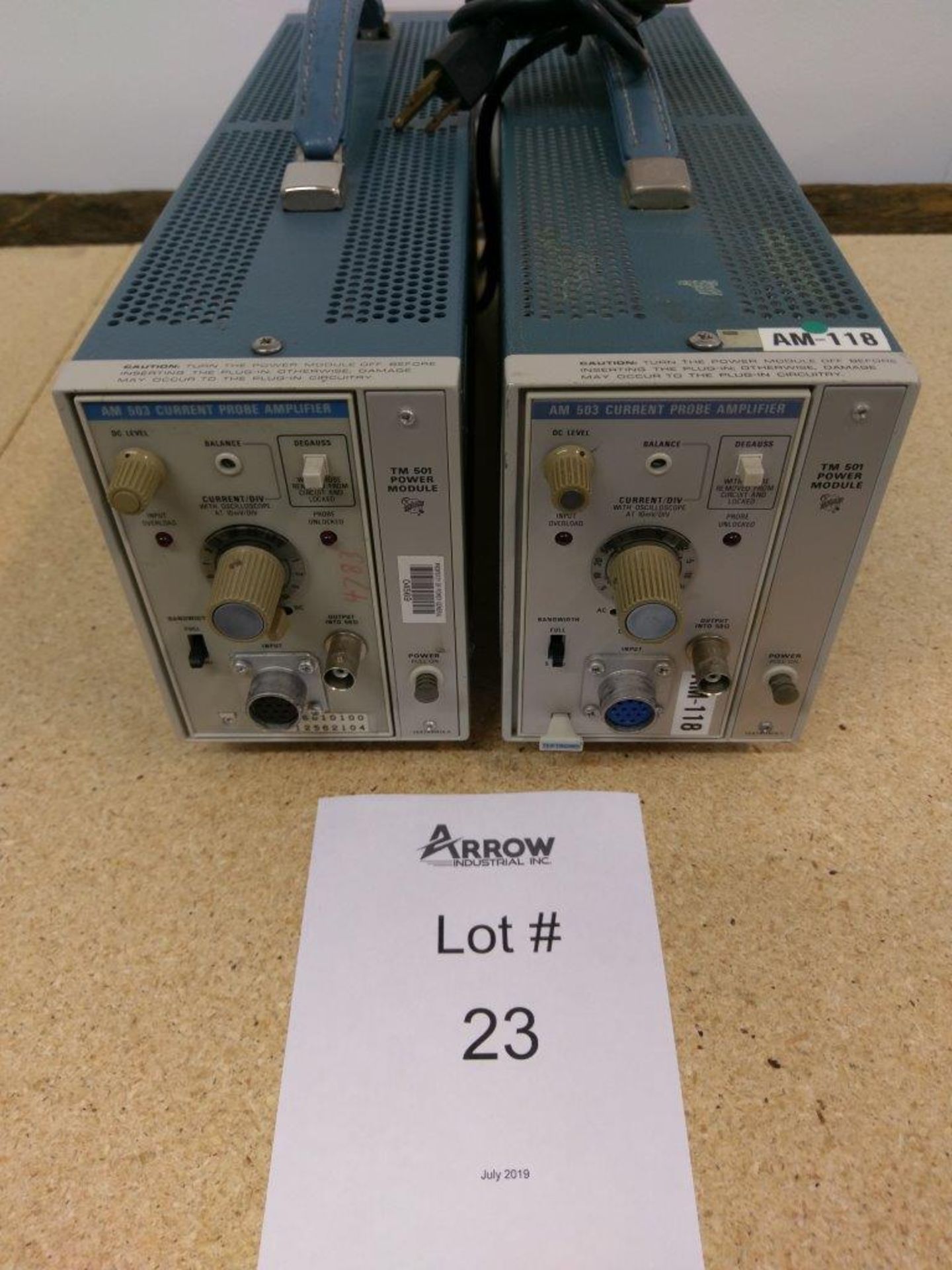 Lot of (2) Tektronix AM503 Current Probe Amplifier