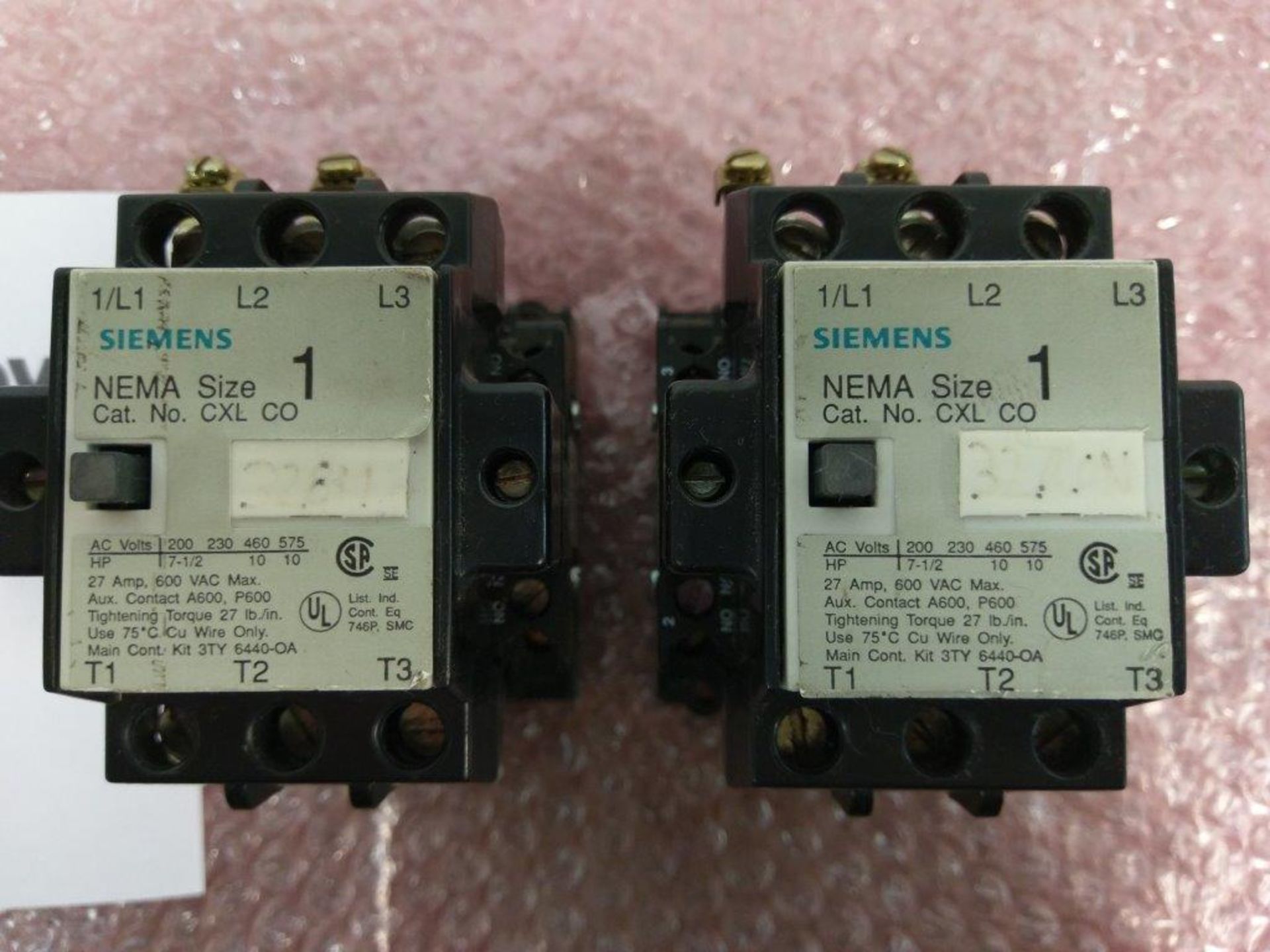 Lot of 2 Siemens Size 1 Cat No. CXL CO - Image 2 of 2