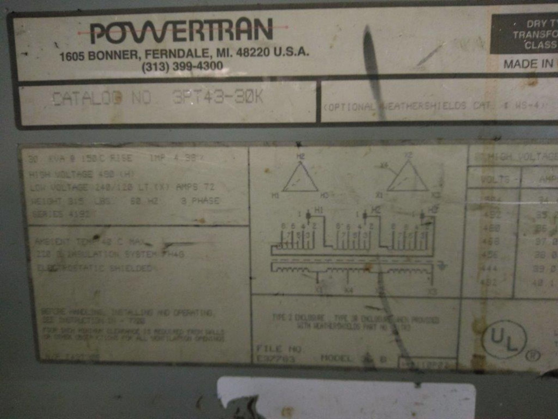 Powertran Transformer 30 KVA - Image 2 of 3