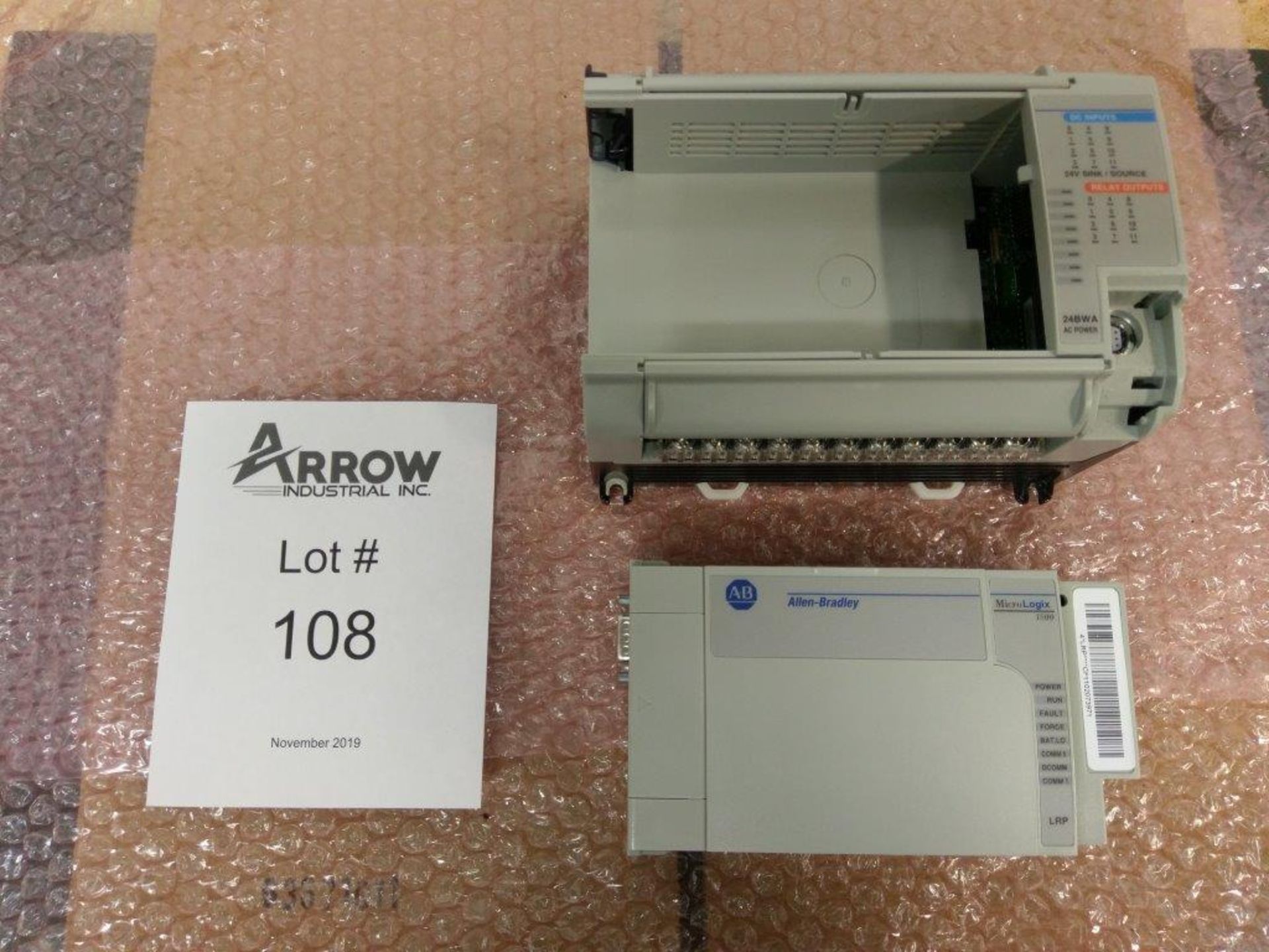 Lot of Allen Bradley Micrologix 1500 - Base Unit 1764-24BWA w/ Processor Unit 1764-LRP